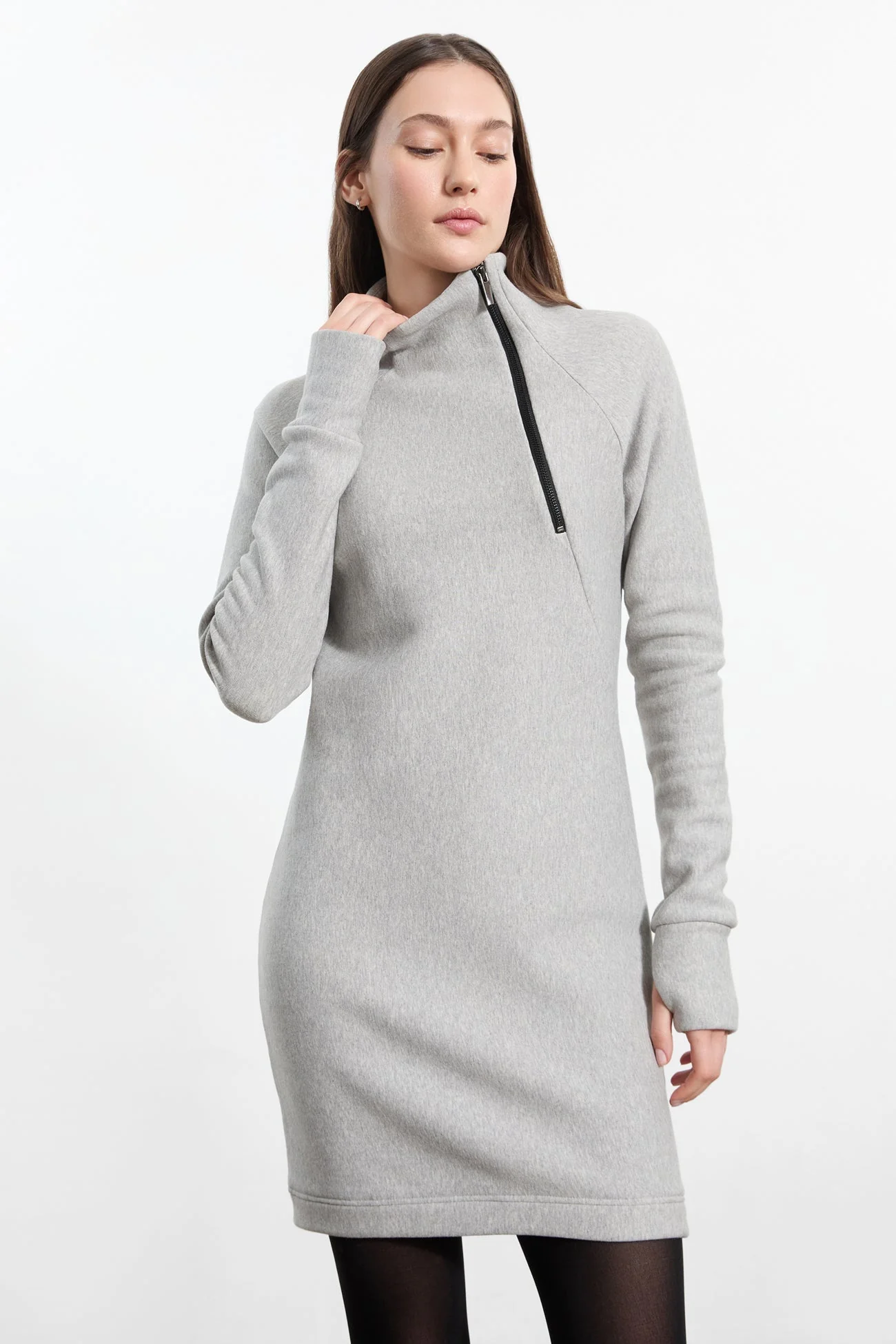 Alani Sweatshirt Dress | Fog Grey - Image 22