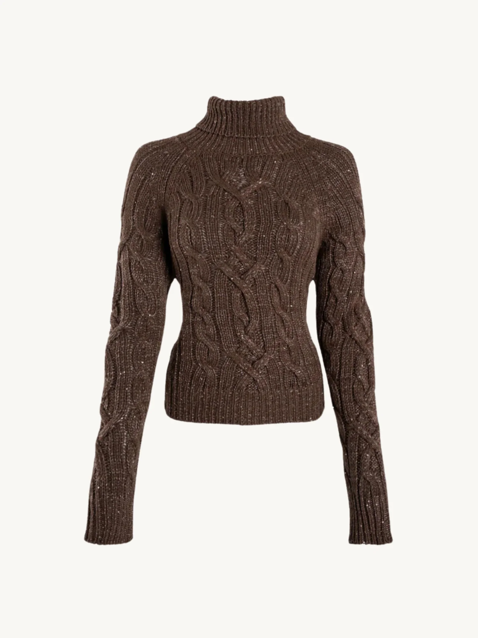 Elsa Cable Knit Sweater | Tobacco Sequin