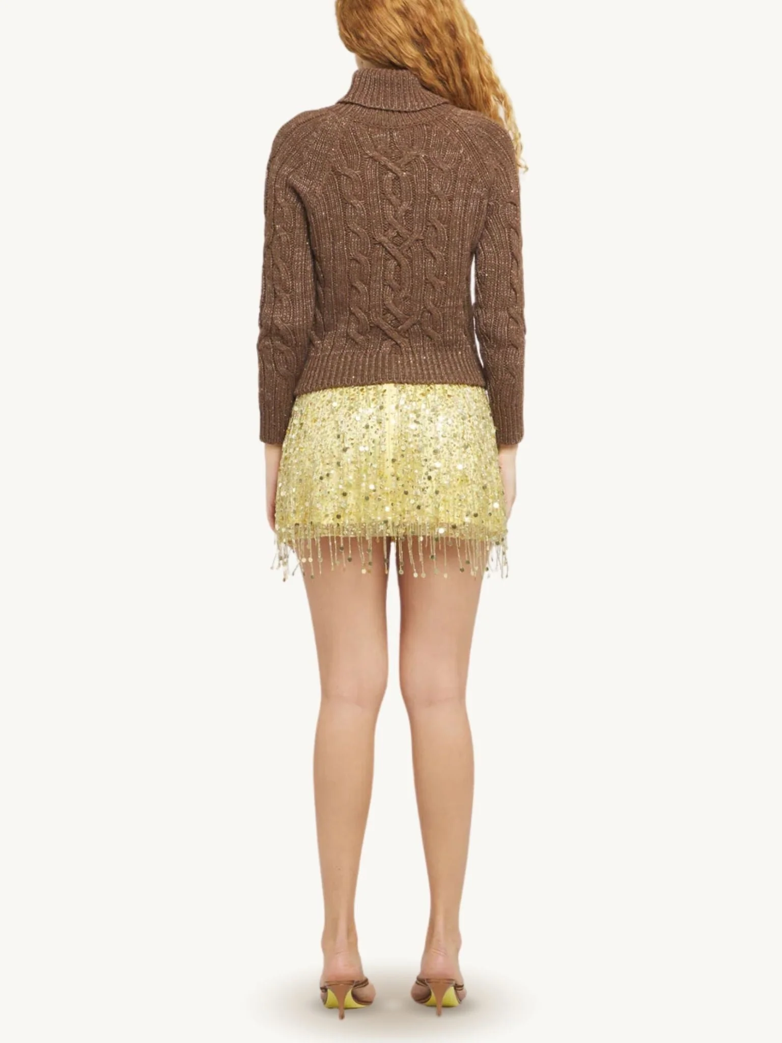 Elsa Cable Knit Sweater | Tobacco Sequin - Image 4