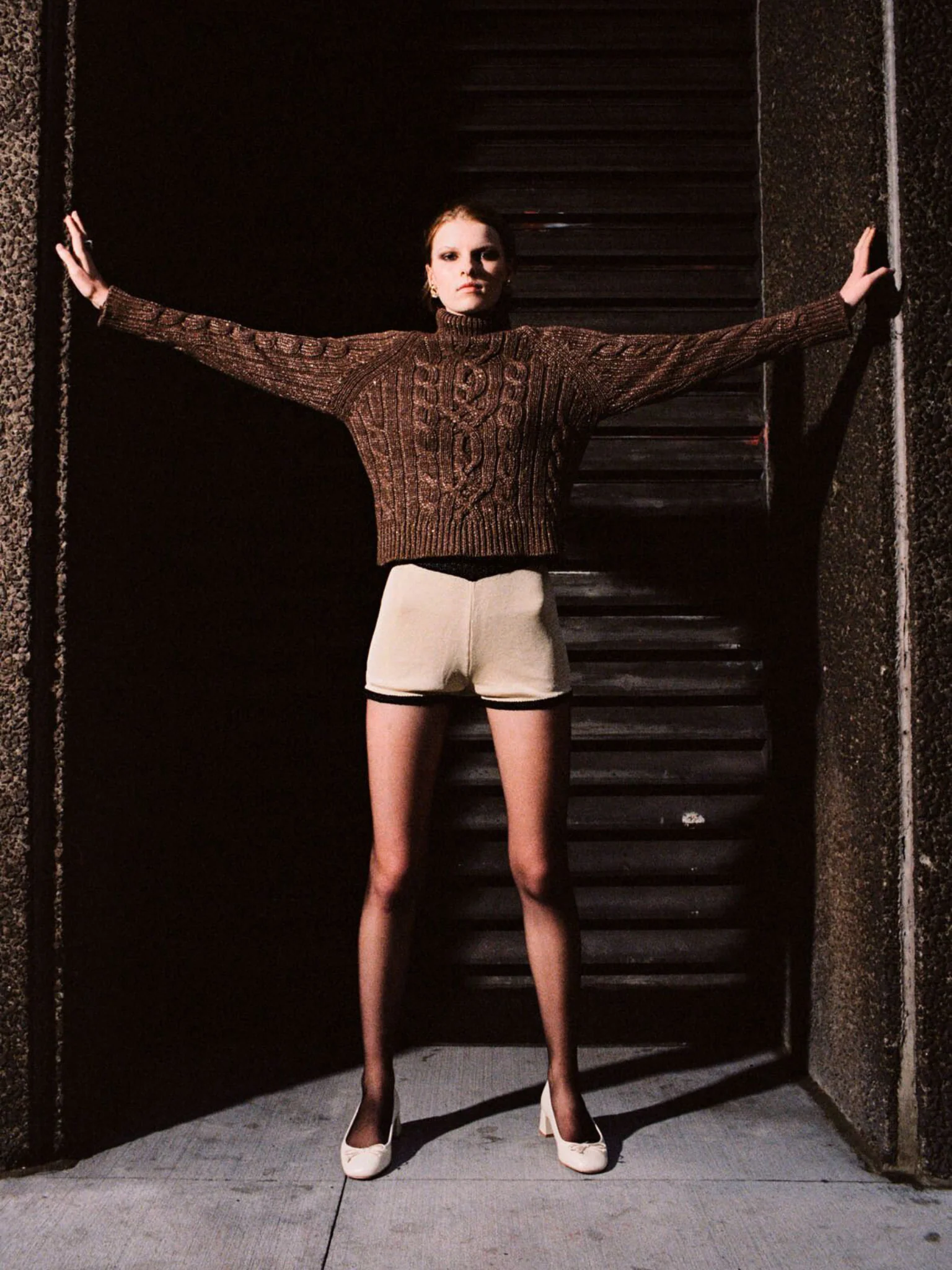 Elsa Cable Knit Sweater | Tobacco Sequin - Image 7