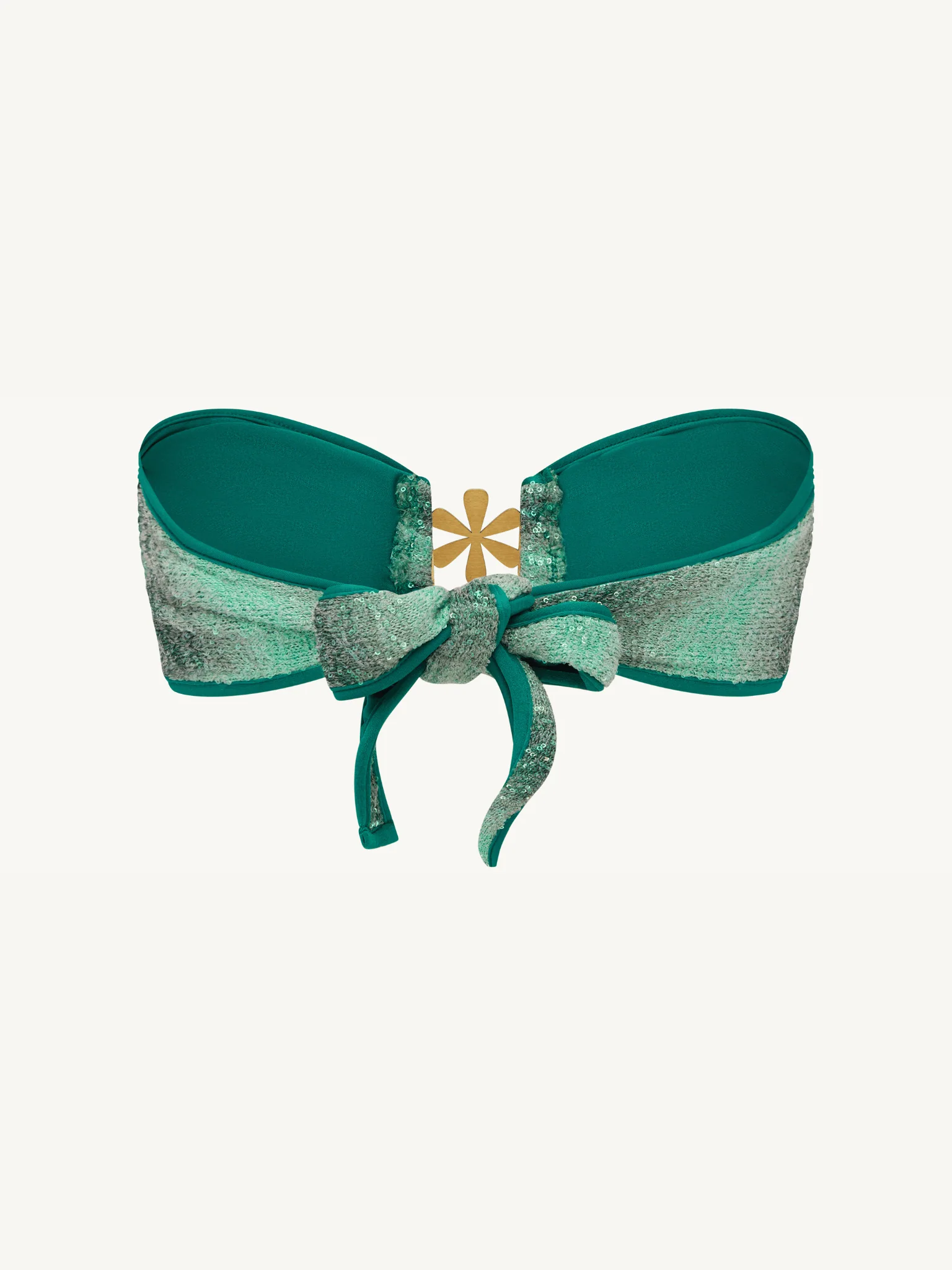 Mia Knitted Bikini Top | Palm Green Sequin - Image 3