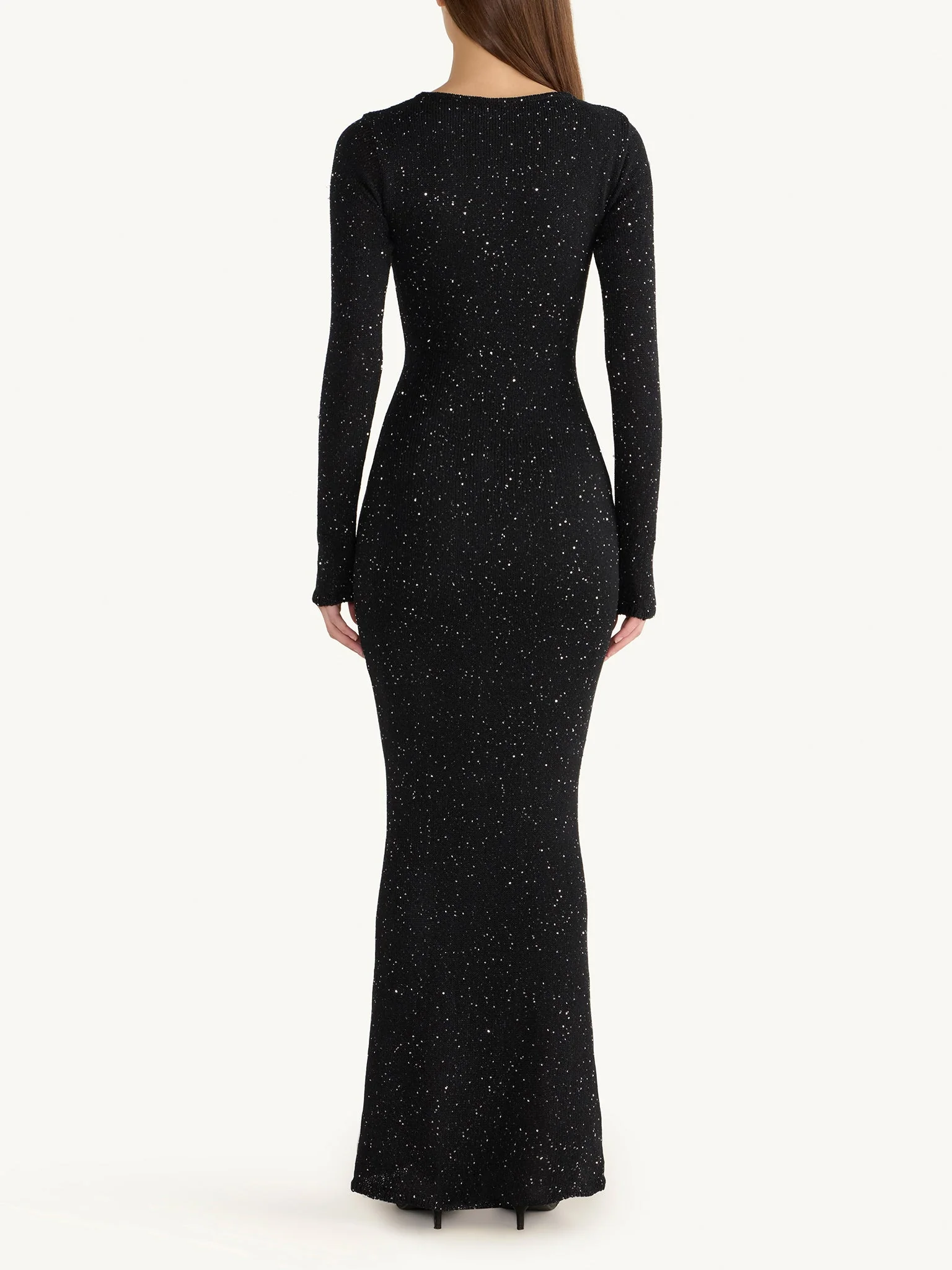 Natalia Longsleeve Dress | Black/Silver Sequin - Image 5