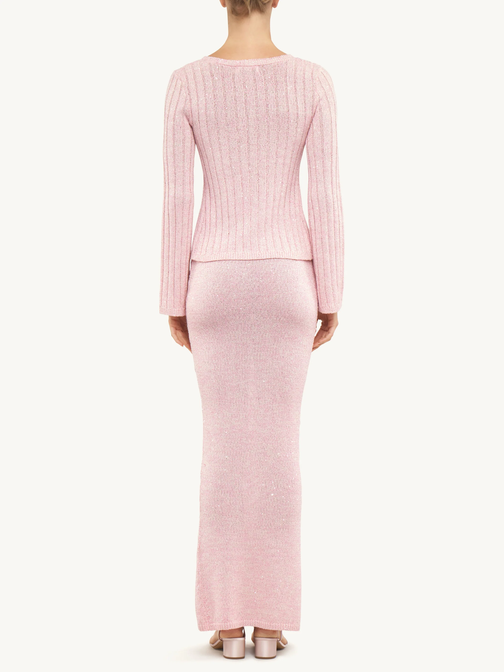 Rosie Cropped Cardigan | Bon Bon Pink Sequin - Image 5