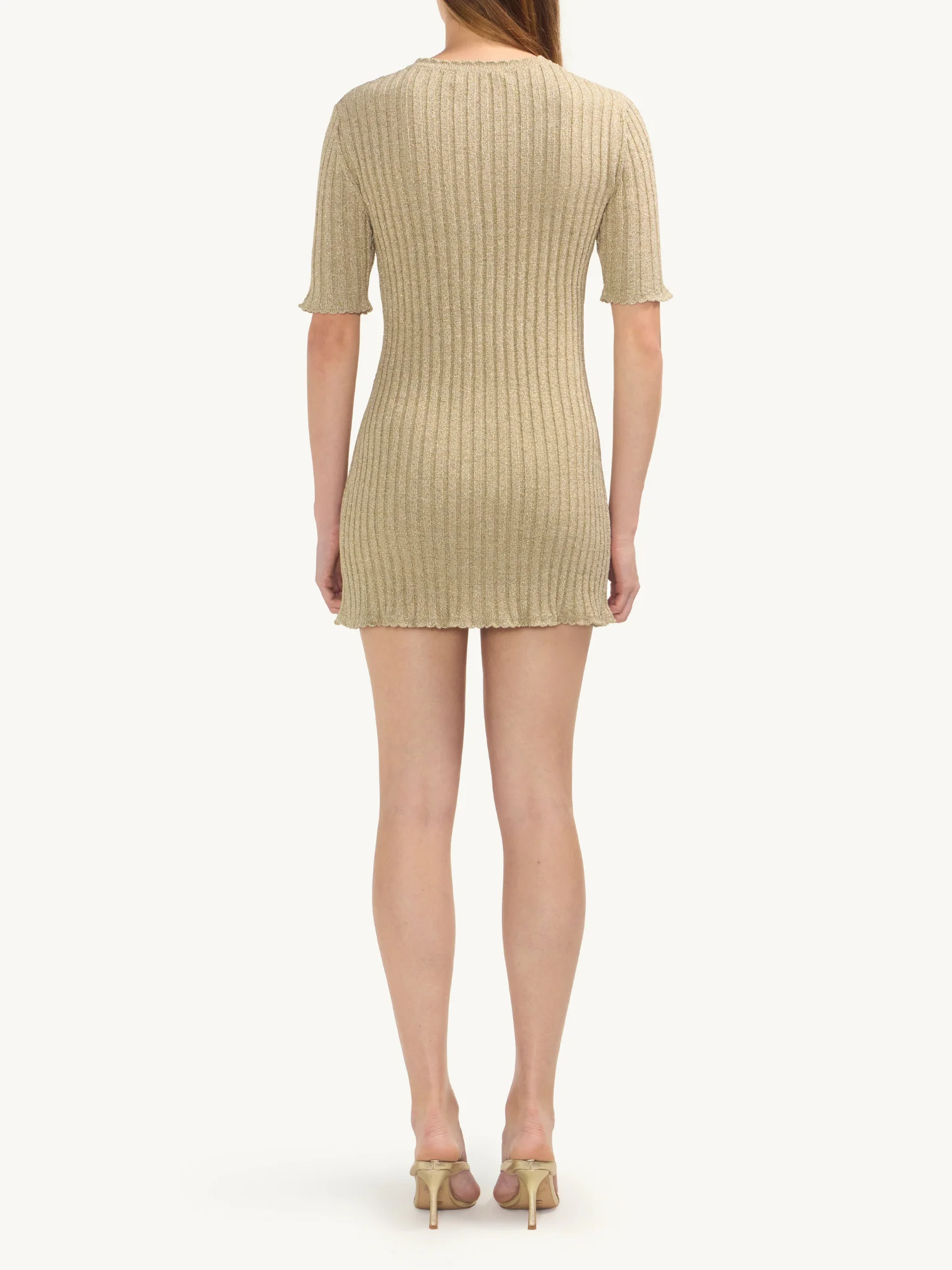 Sabina Halfsleeve Mini Dress | Golden Olive Shimmer - Image 4