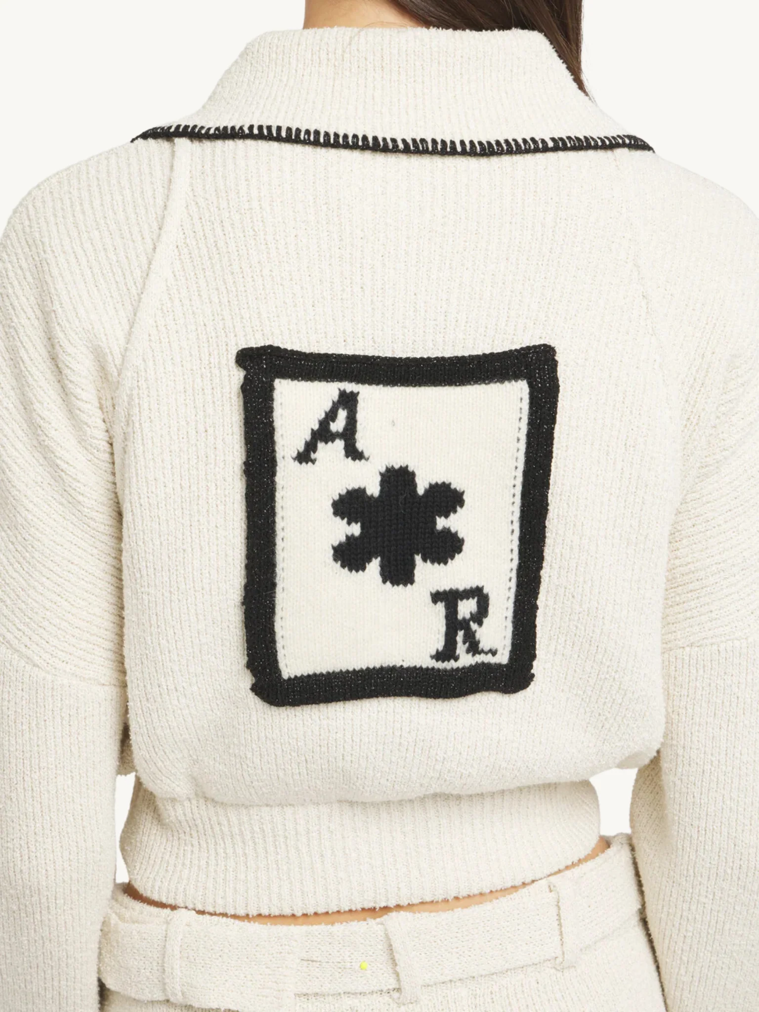 Voyager Knitted Bomber Jacket | Ivory - Image 4