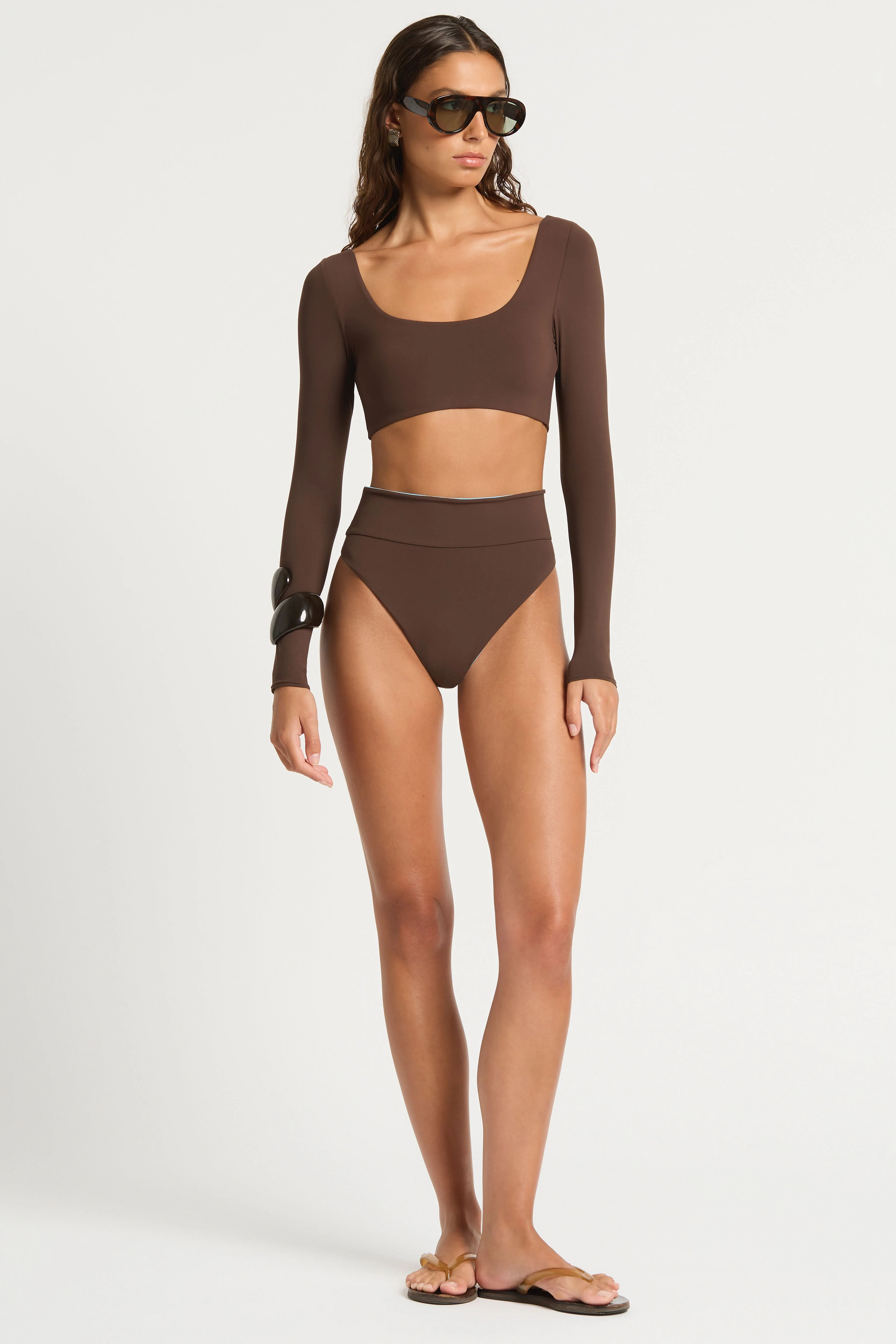 Halle Long Sleeve Crop | Espresso