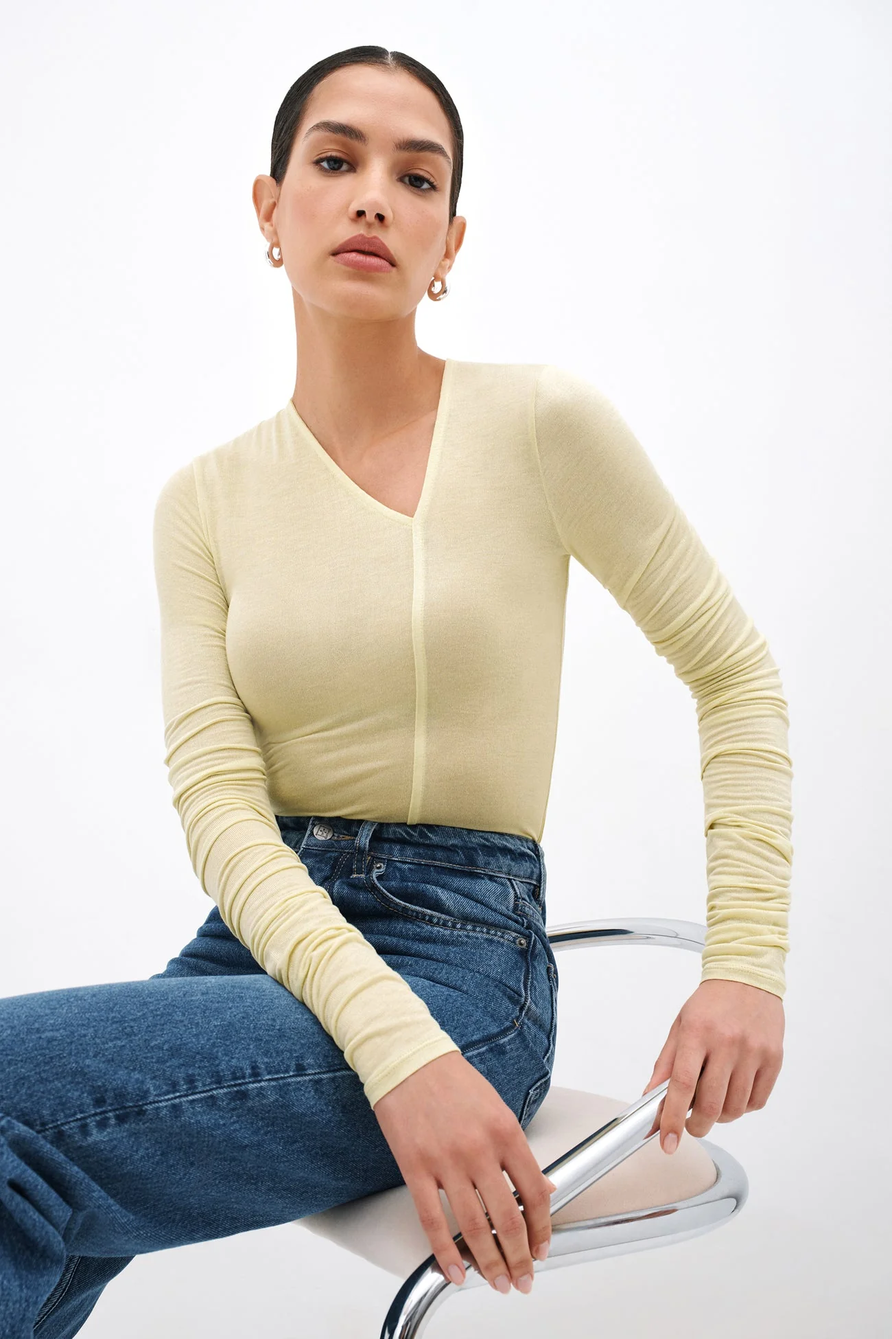 Bushwick Sheer Top | Pale Yellow