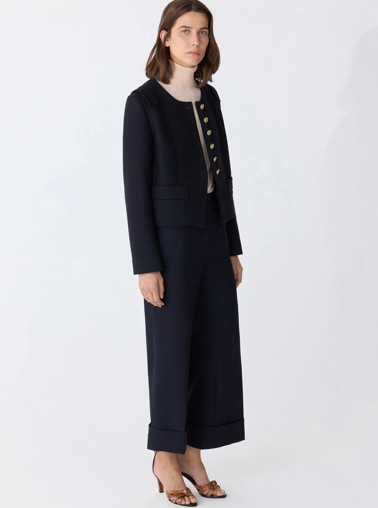 Aubrey Cropped Jacket | Navy - Image 3