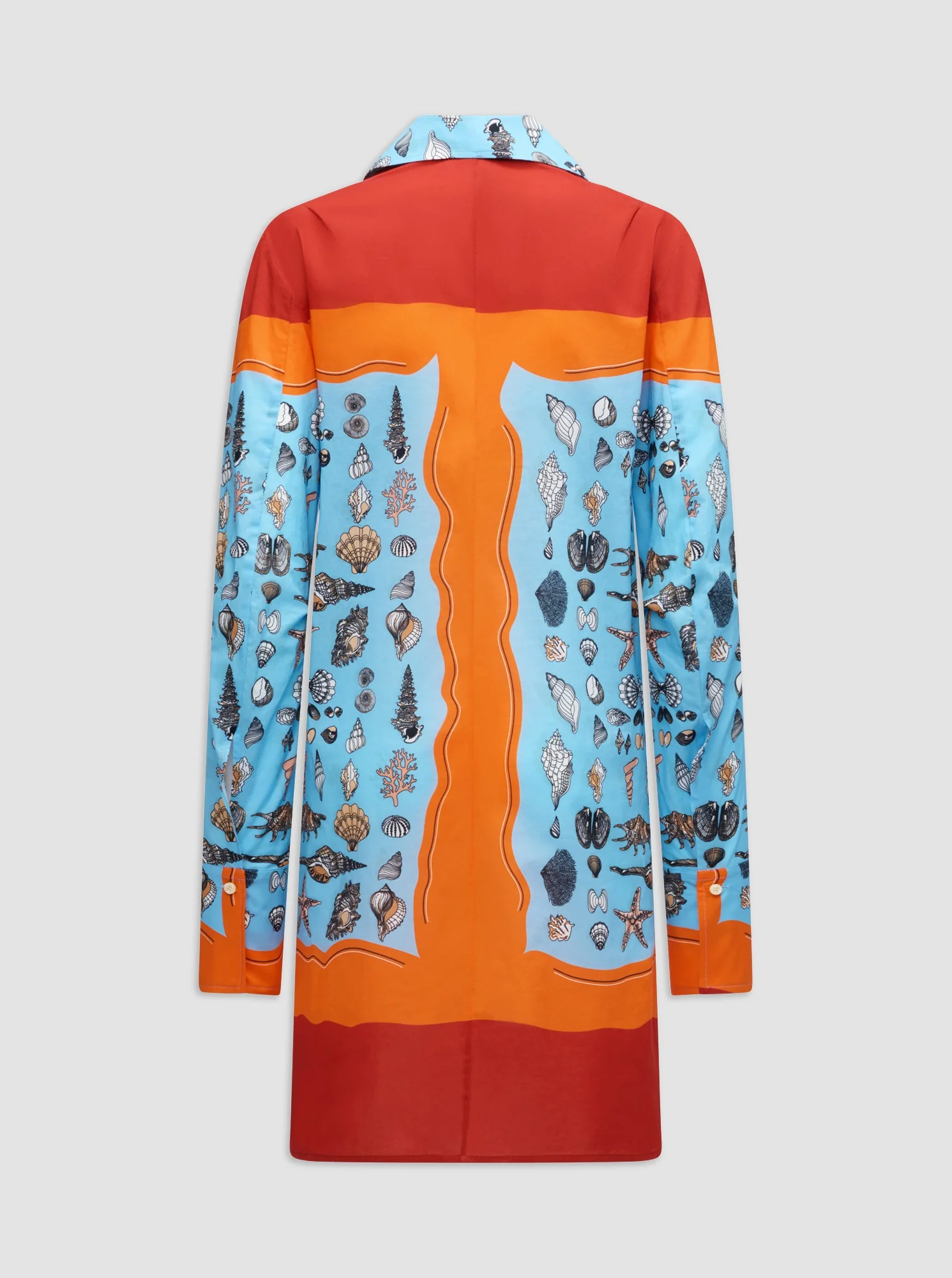 Charisse Printed Shirt Dress | Orange/Blue - Image 6