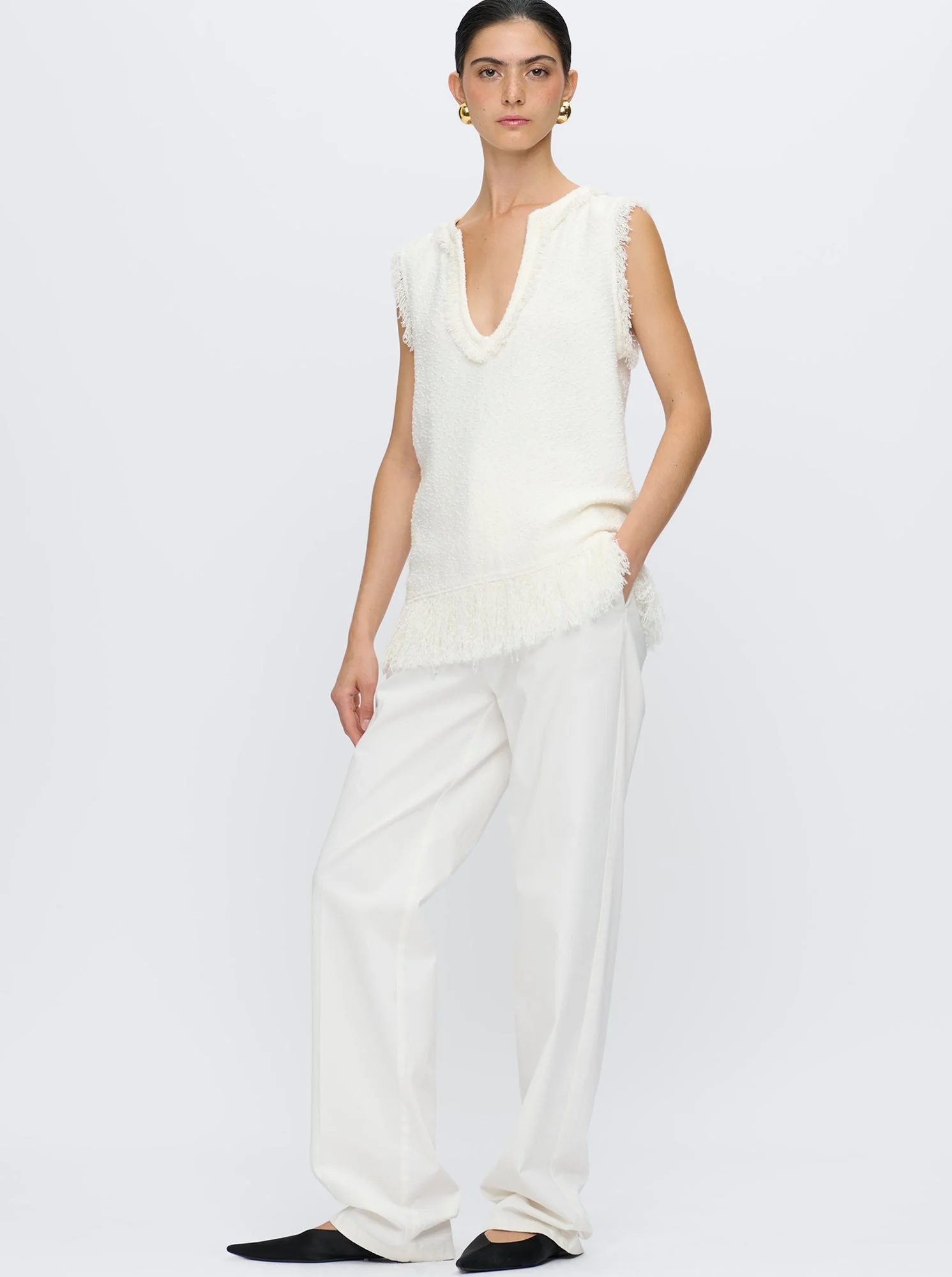 Comporta Fringe Top | White