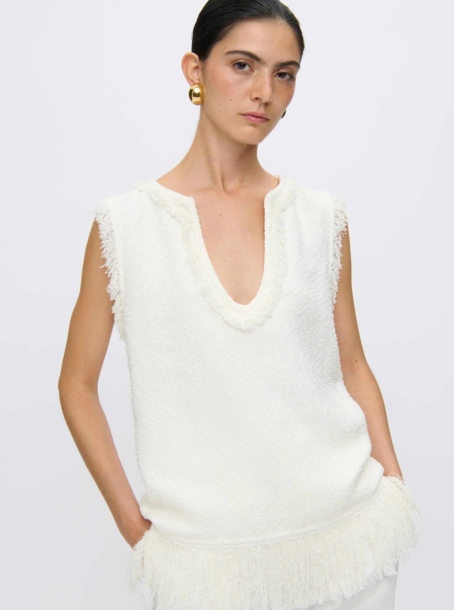 Comporta Fringe Top | White - Image 3
