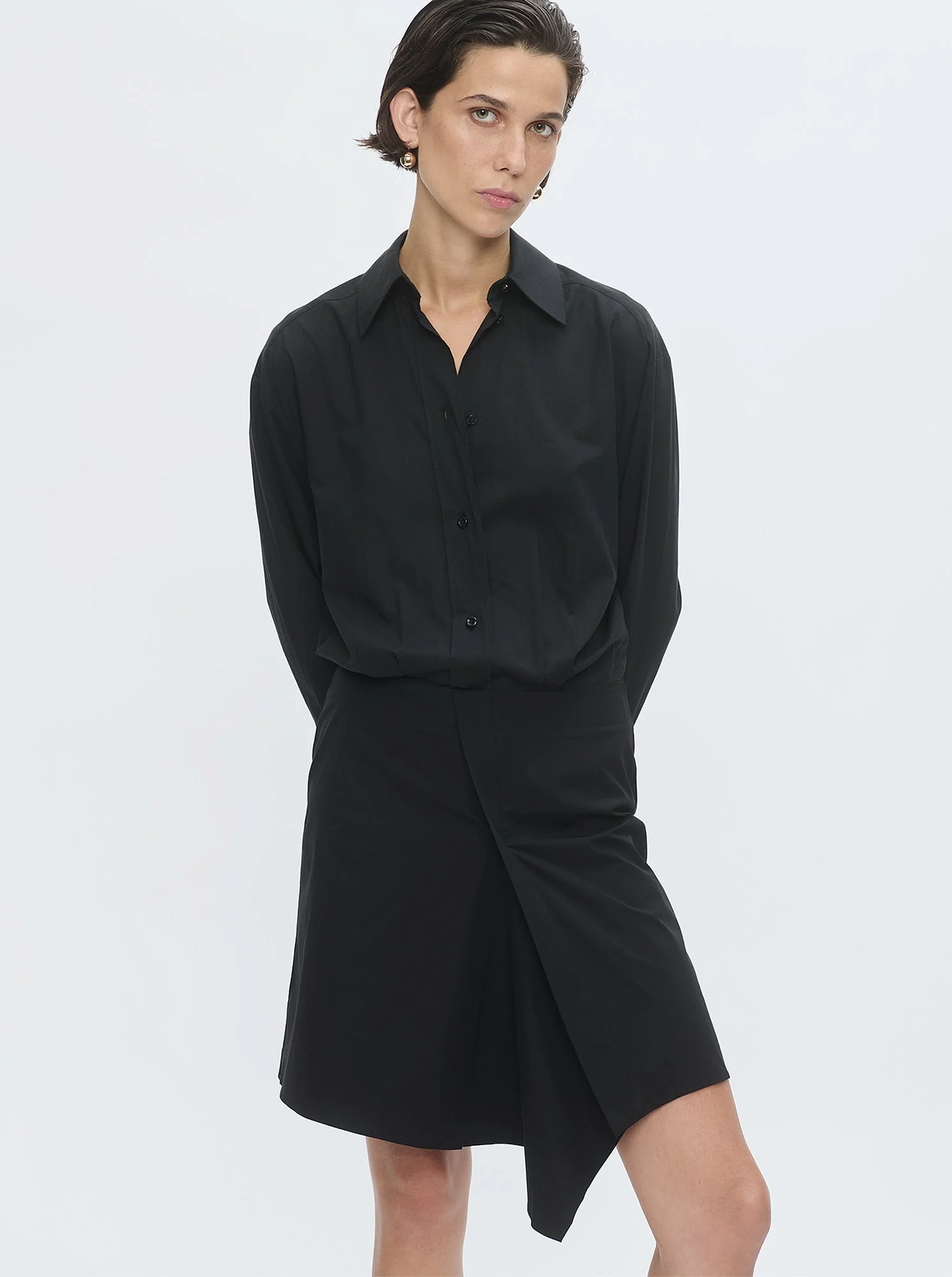 Gemini Wrap Shirt Dress | Black - Image 3