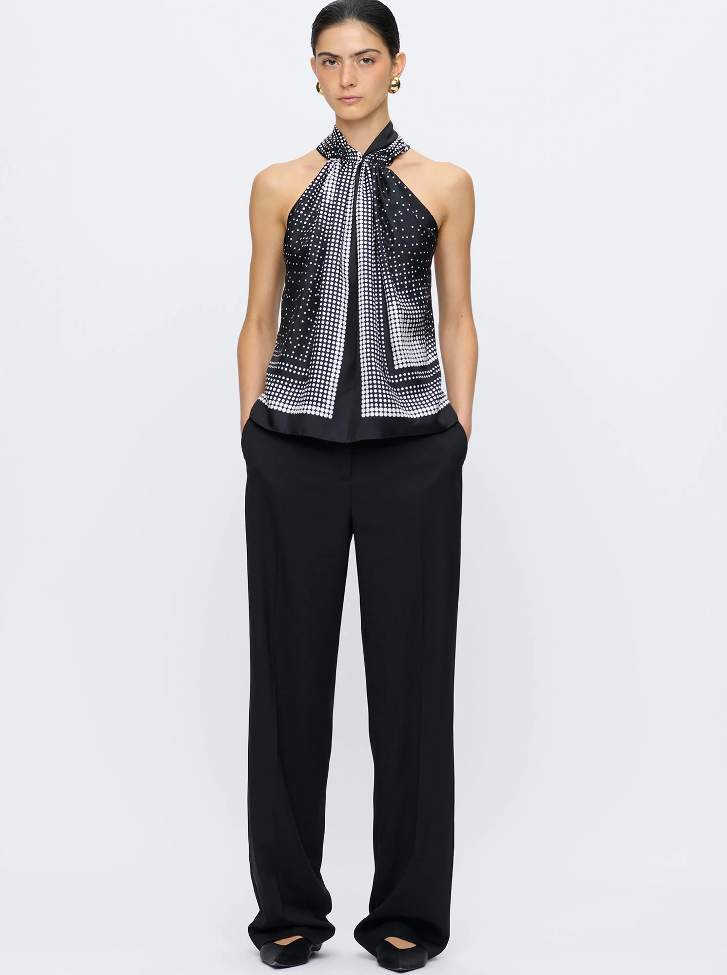 Jaranda Halter Scarf Top | Black/White