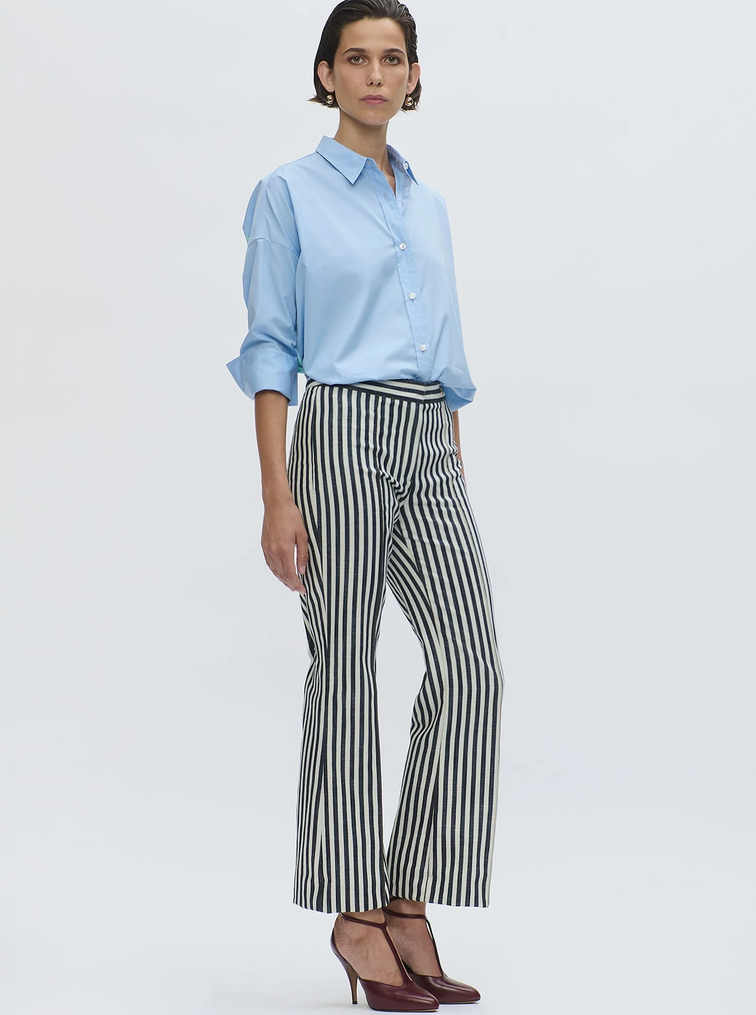 Lola Denim Crop Jean | Natural/Midnight Stripes