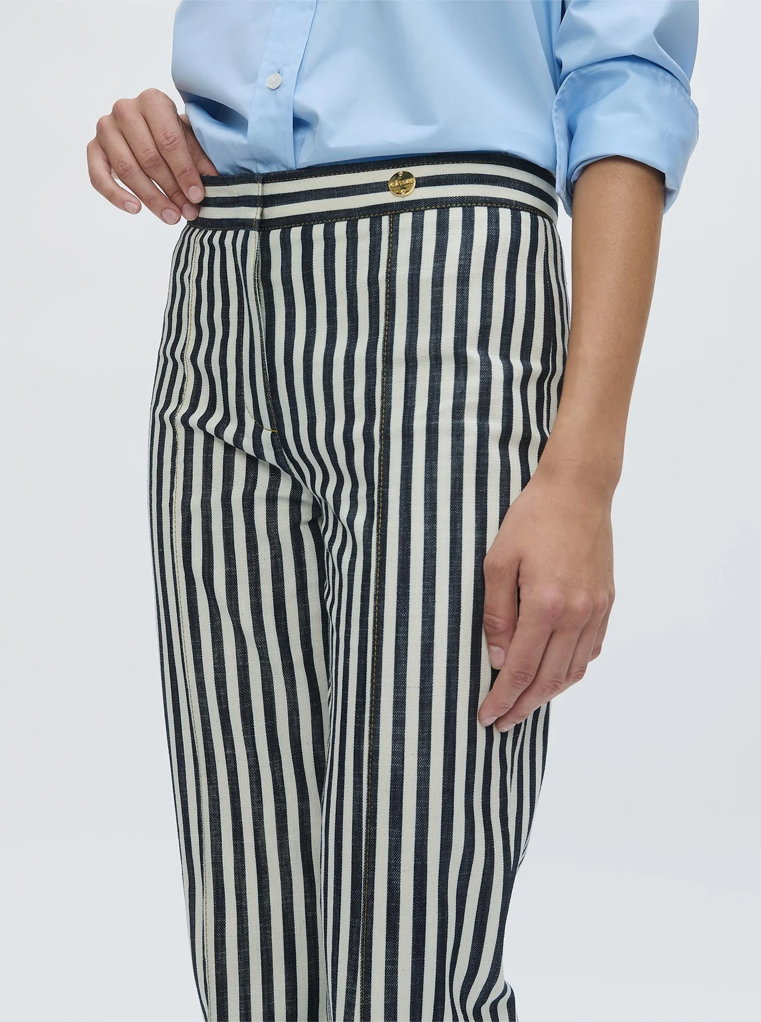 Lola Denim Crop Jean | Natural/Midnight Stripes - Image 4