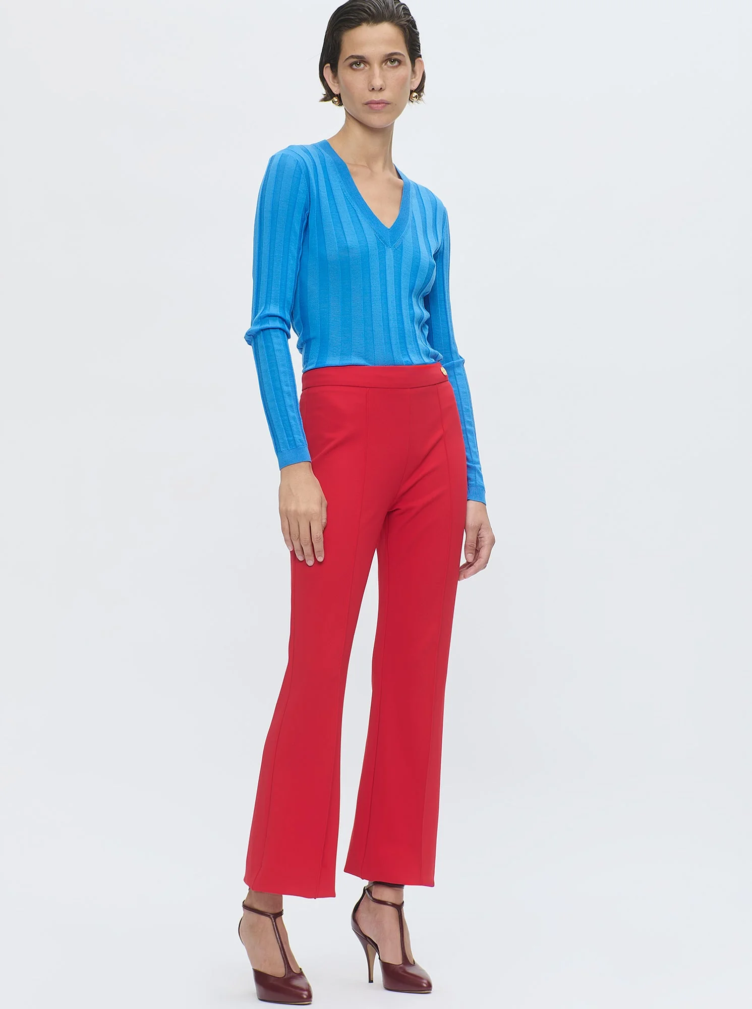 Lola Jersey Crop Pant | Red