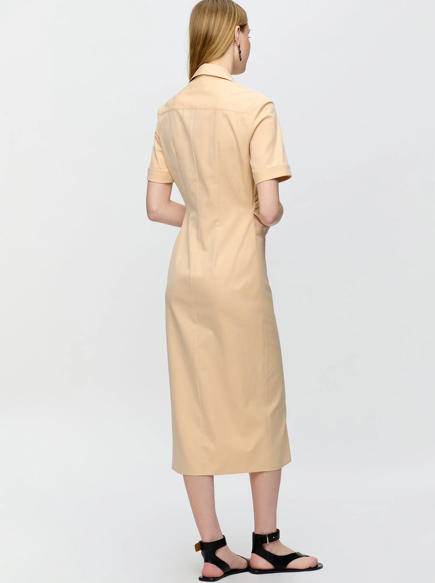 Lou Fitted Shirt Dress | Apricot - Image 3