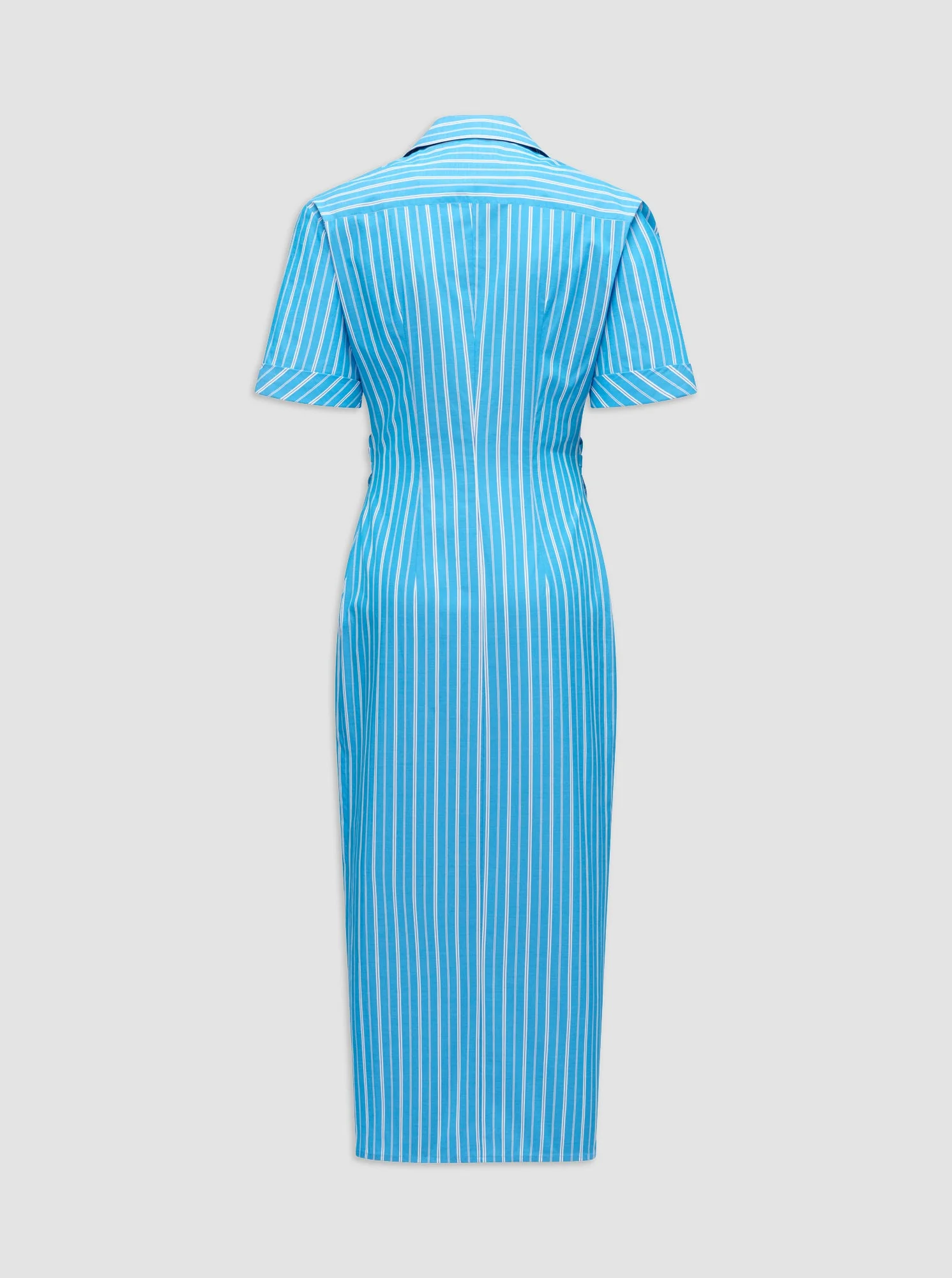Lou Fitted Shirt Dress | Blue Stripe - Image 7