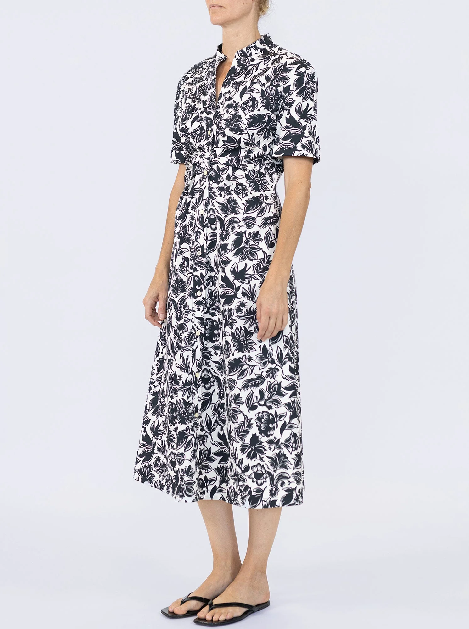 Noor Short Sleeve Shirtdress | Black/White - Image 3
