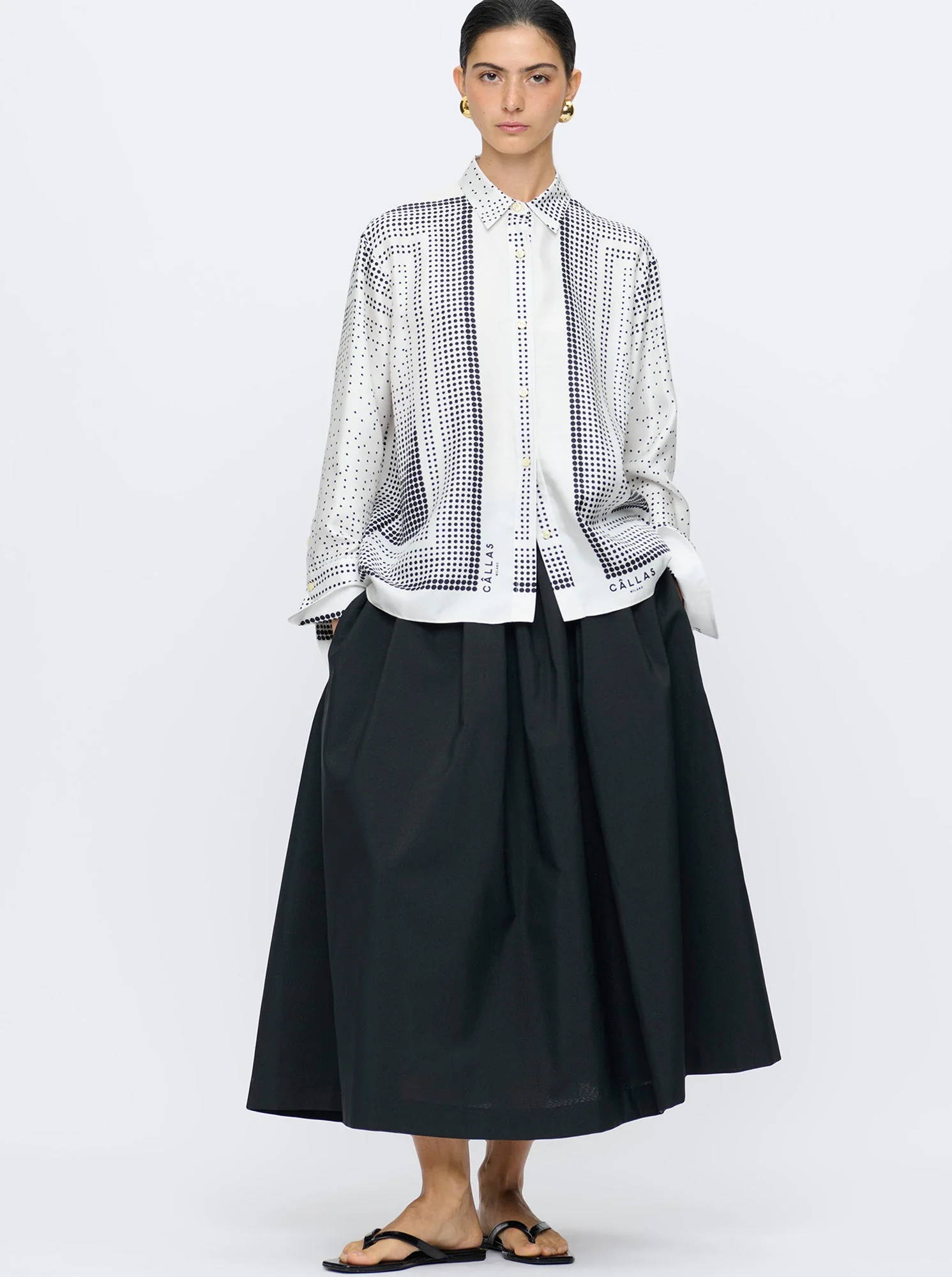 Paulina Silk Shirt | White/Black