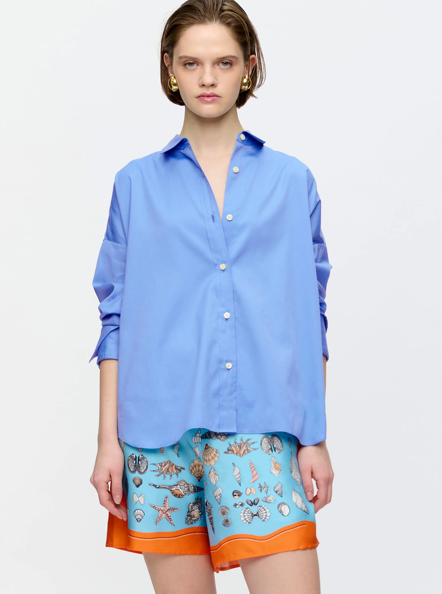 Sirene Scarf Back Shirt | Blue/Orange - Image 4