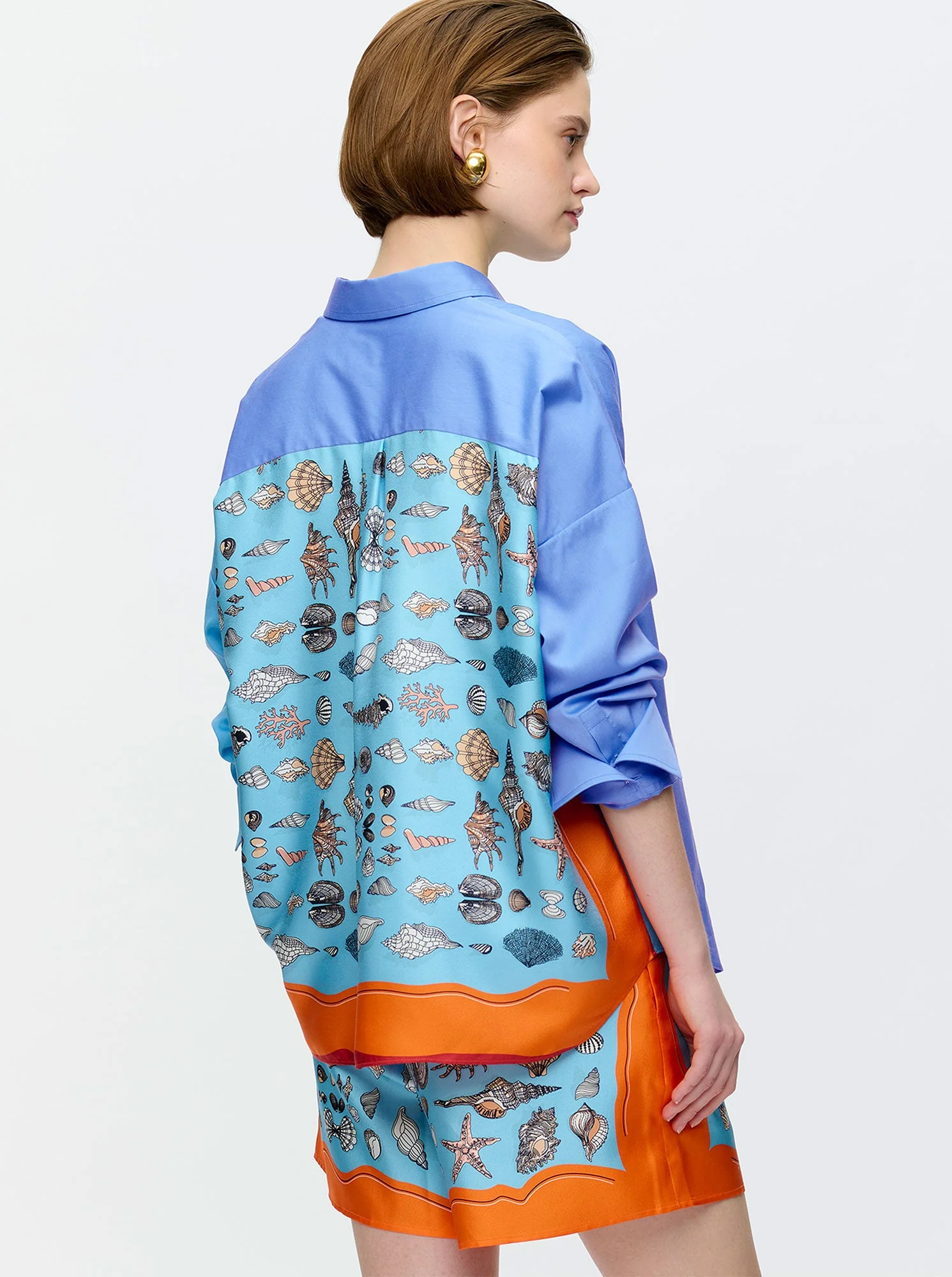 Sirene Scarf Back Shirt | Blue/Orange - Image 5