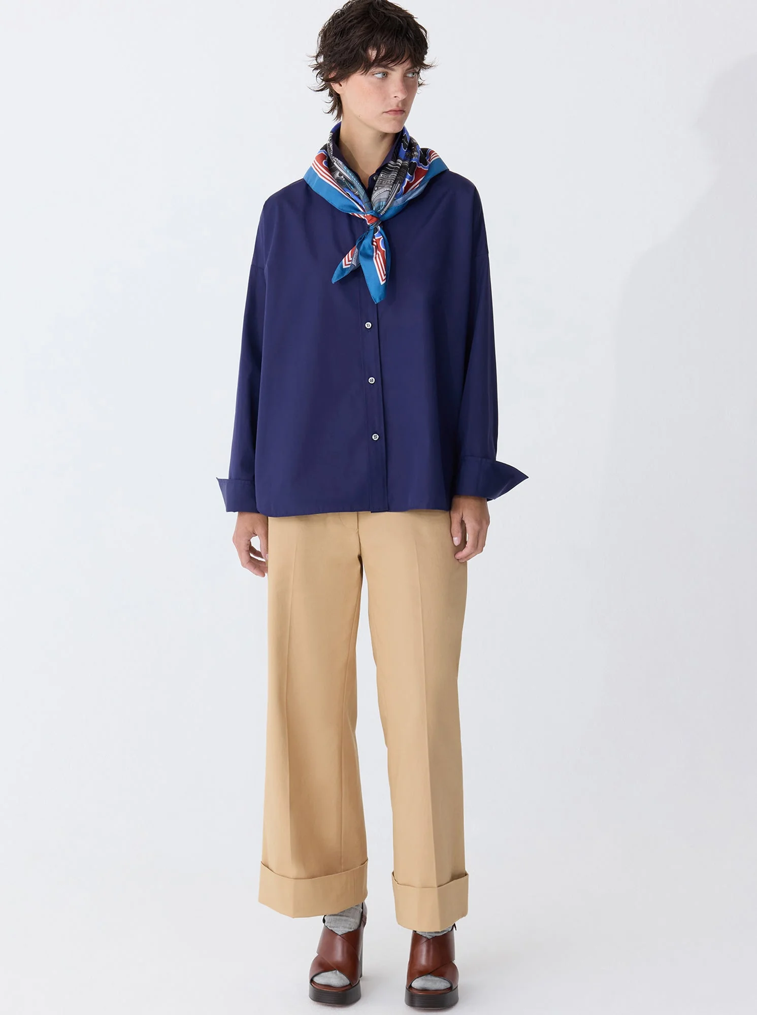 Sirene Scarf-Back Shirt | Navy - Image 2