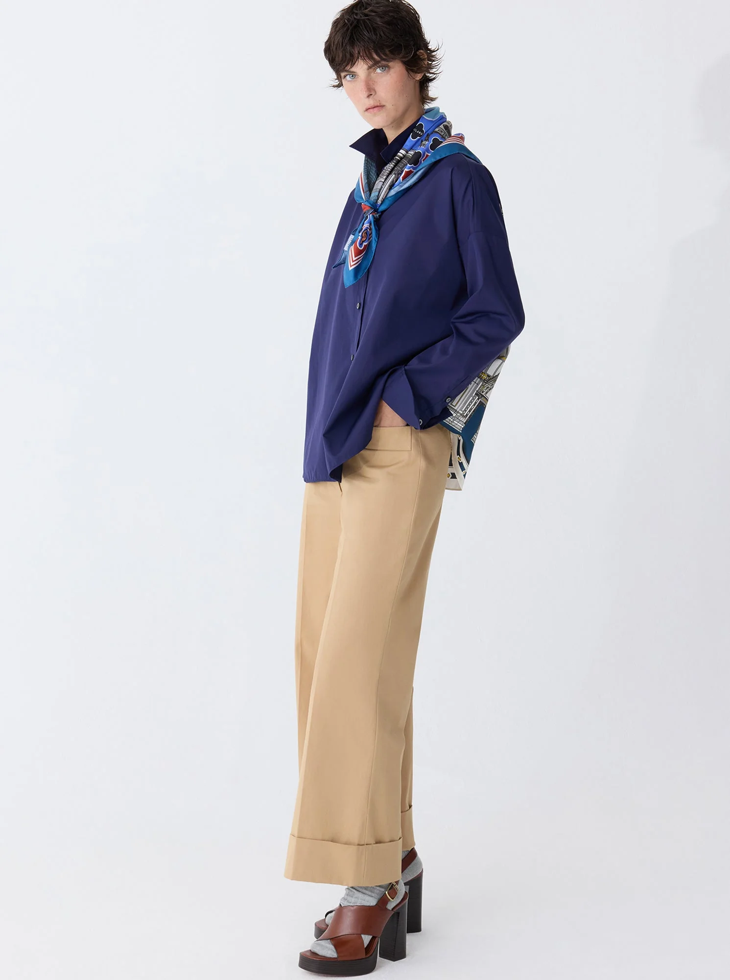 Sirene Scarf-Back Shirt | Navy - Image 3
