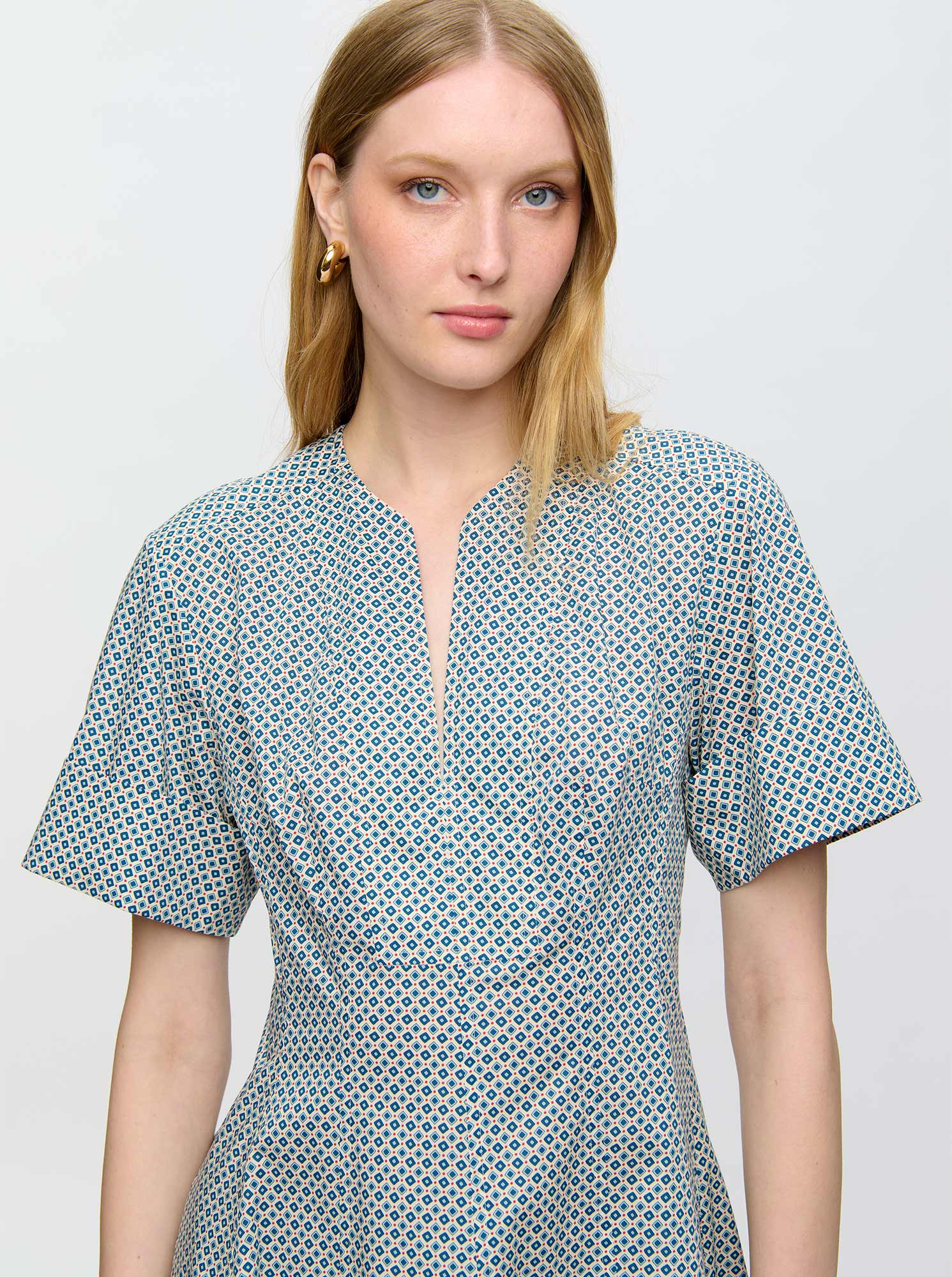 Sora Flared Dress | Blue Print - Image 4