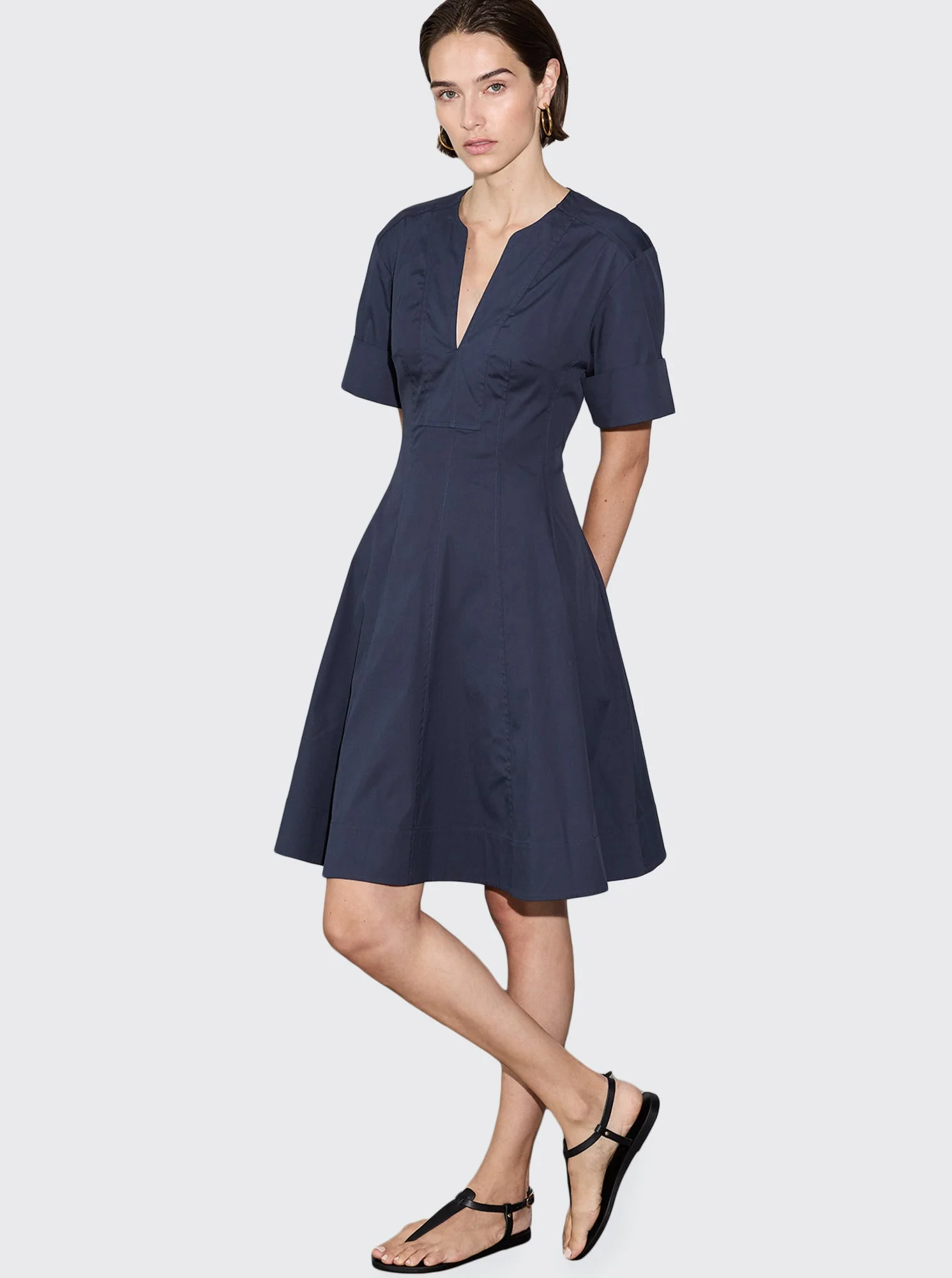 Sora Flared Dress | Navy - Image 3