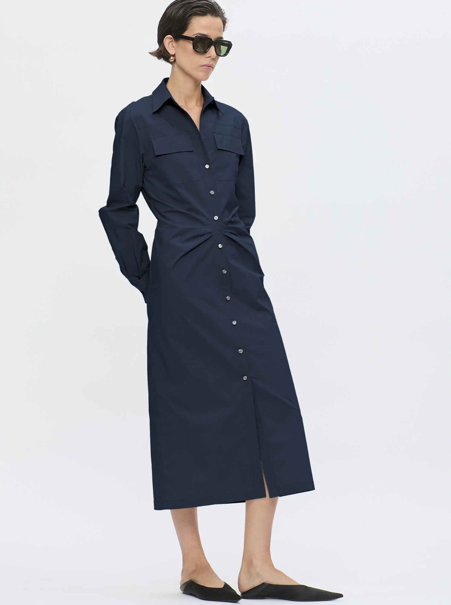 Tangiers Long Shirt Dress | Navy