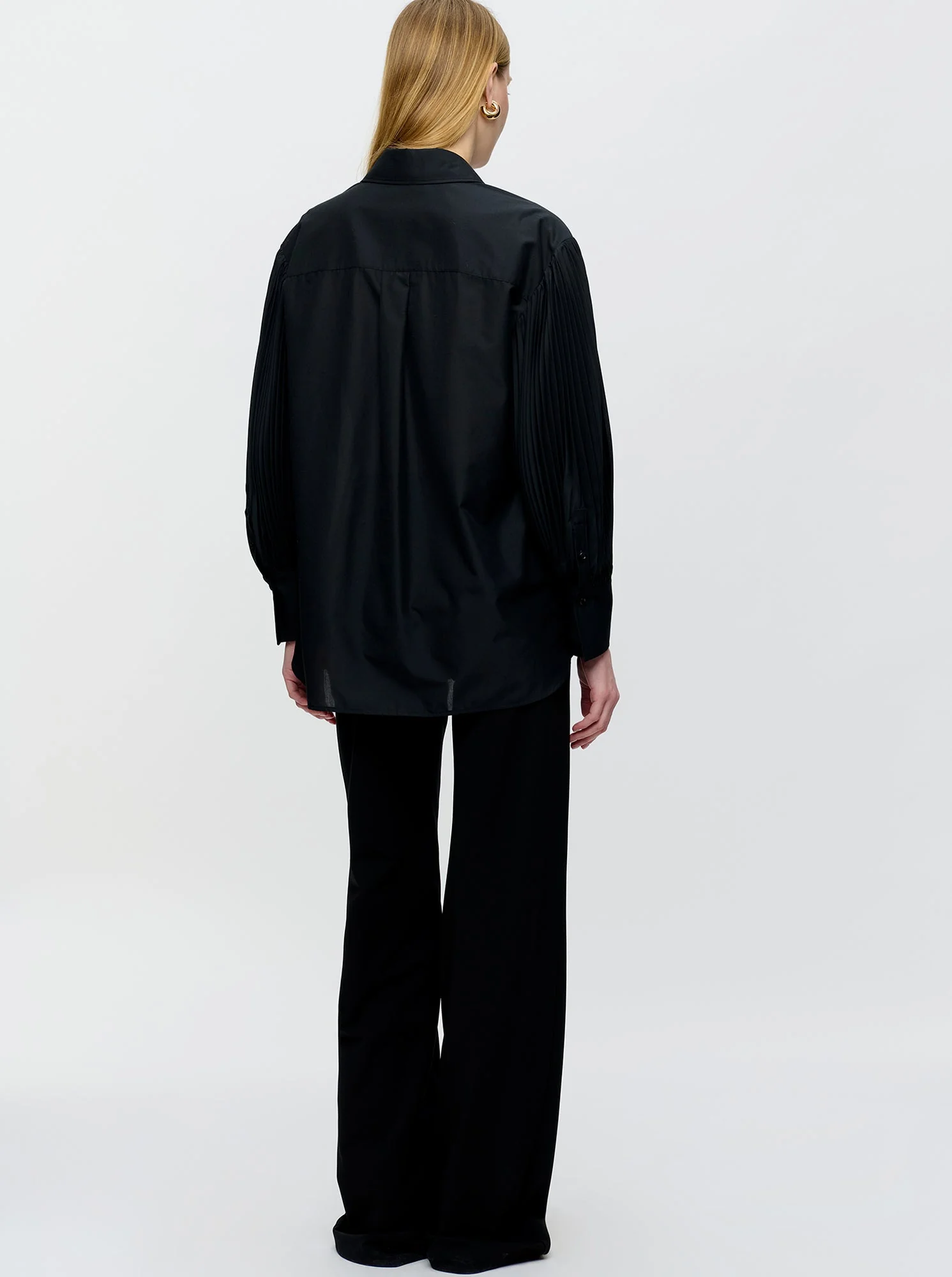 Viola Pleated Sleeve Shirt | Black - Image 2
