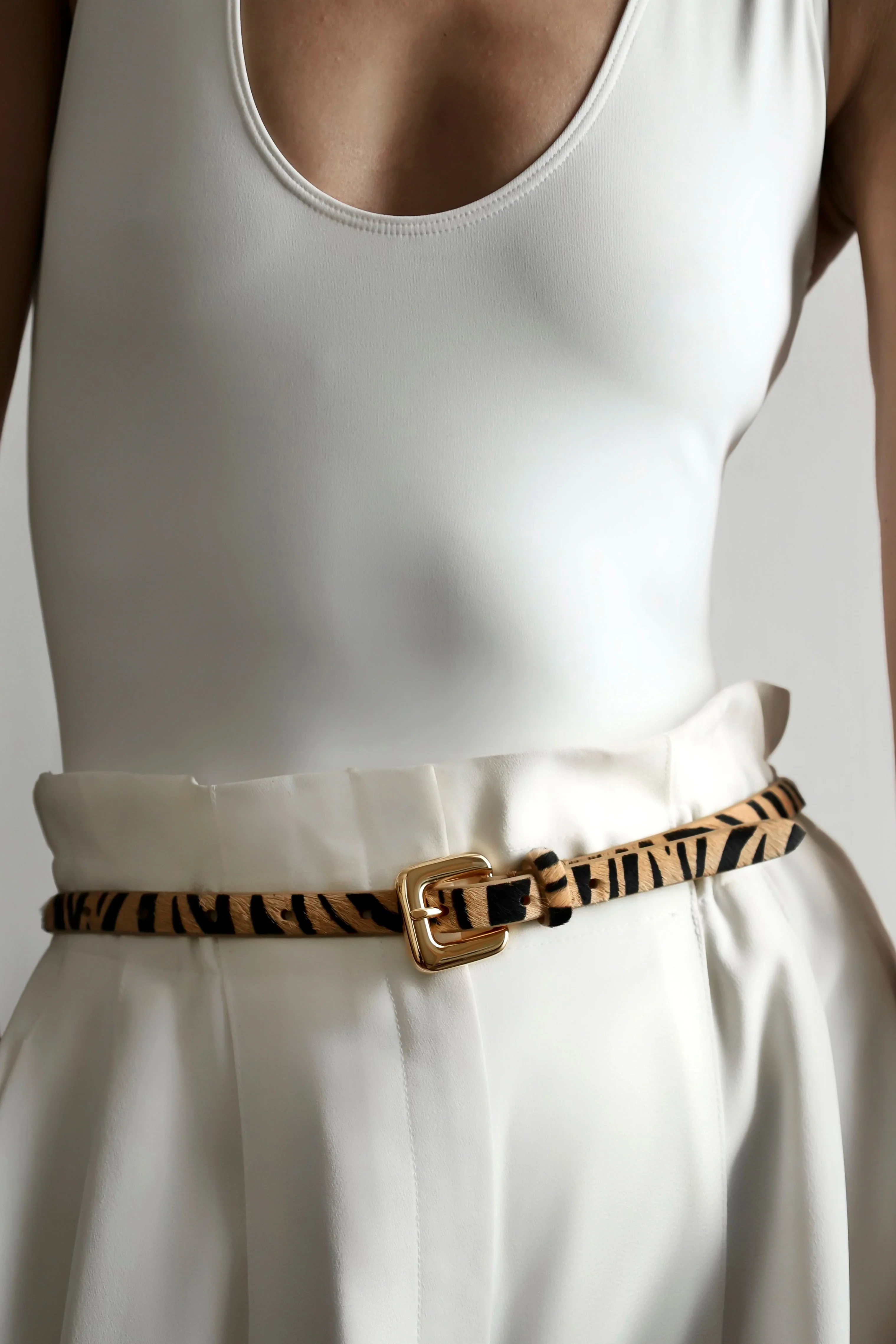 Mara Calf Hair Belt | Zebra & 24K Gold - Image 2