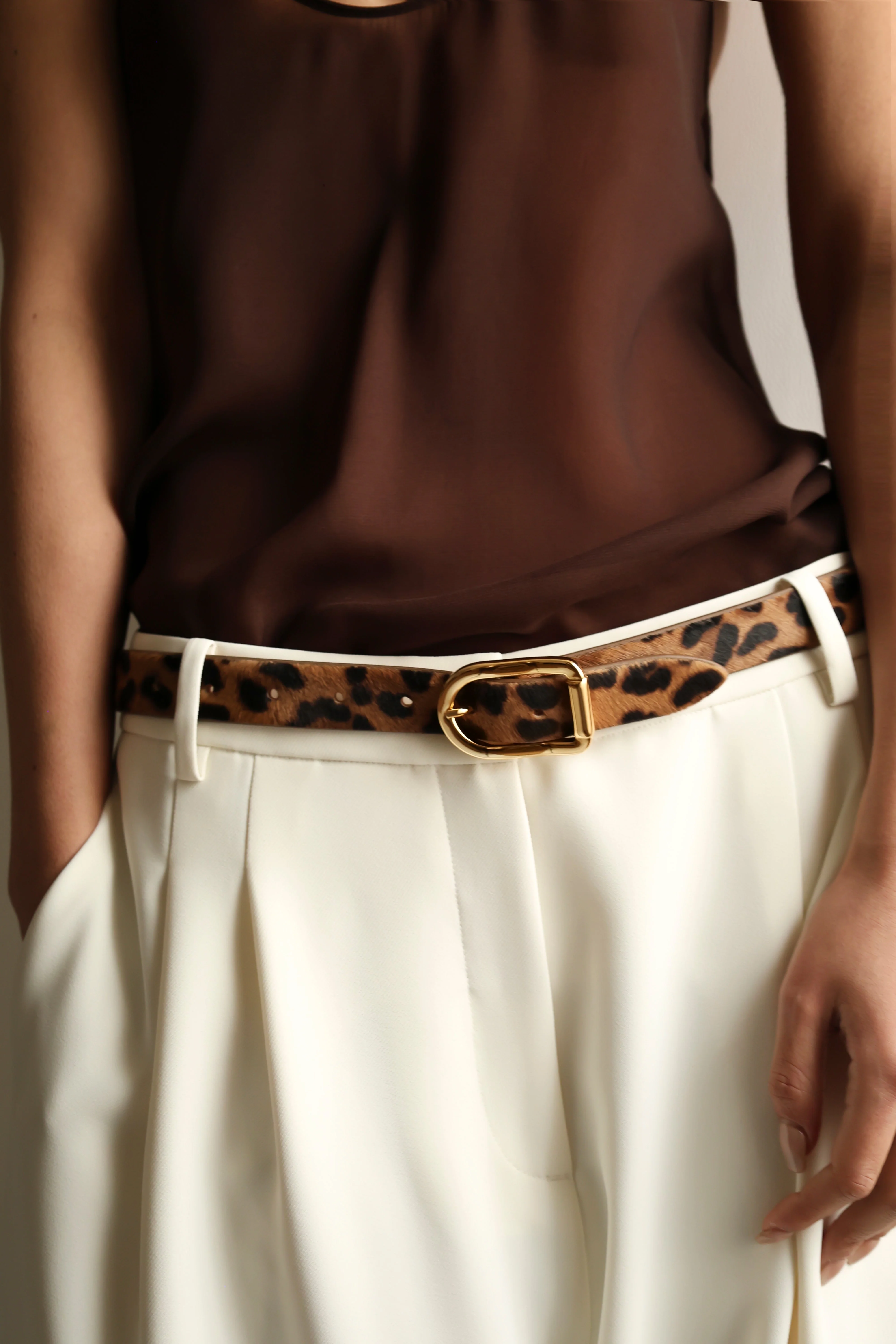 Mija Calf Hair Belt | Dark Jaguar & 24K Gold - Image 2