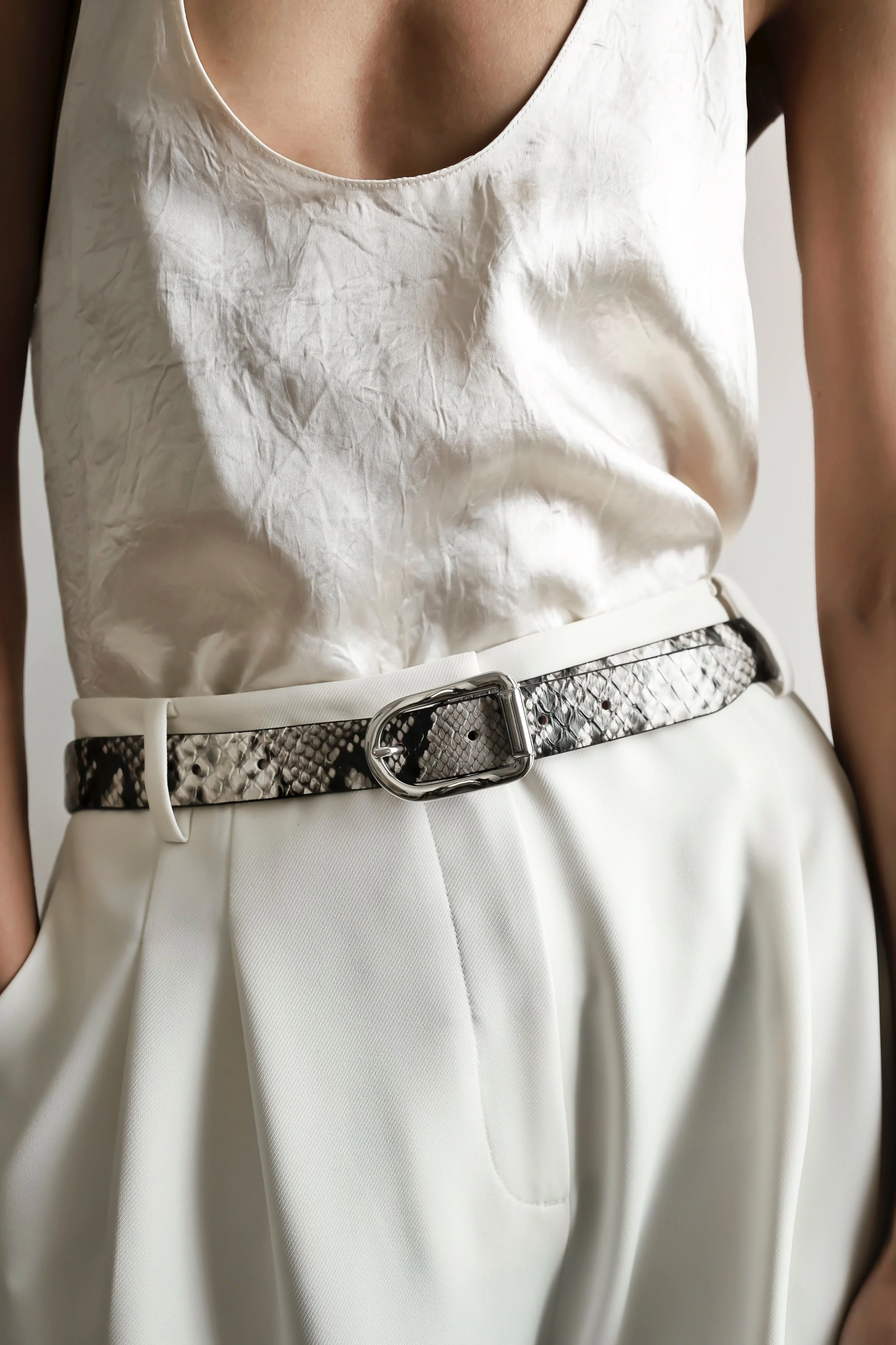 Mija Belt | Beige Snake & Silver - Image 2