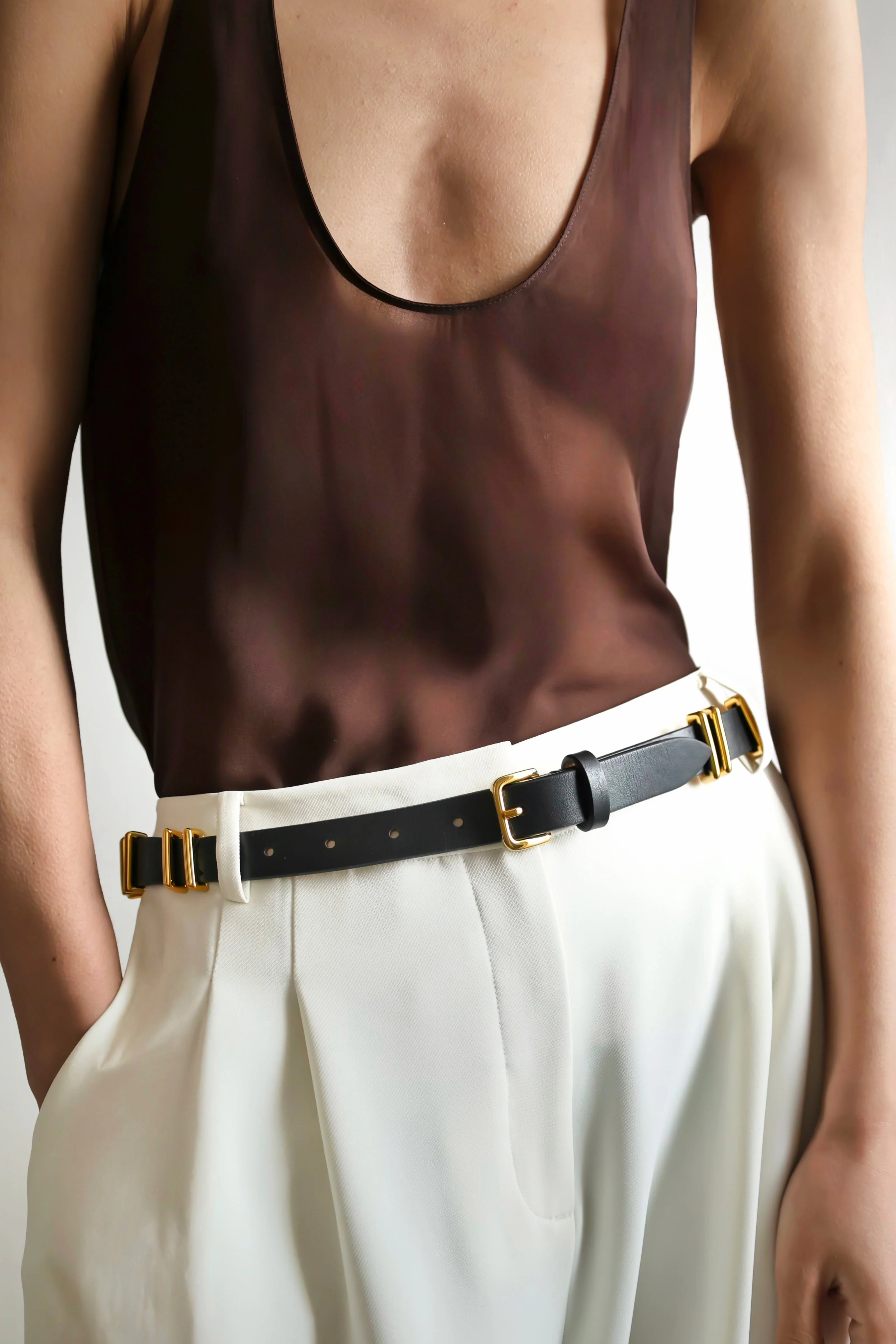 Richa Single Wrap Belt | Black & 24K Gold - Image 2
