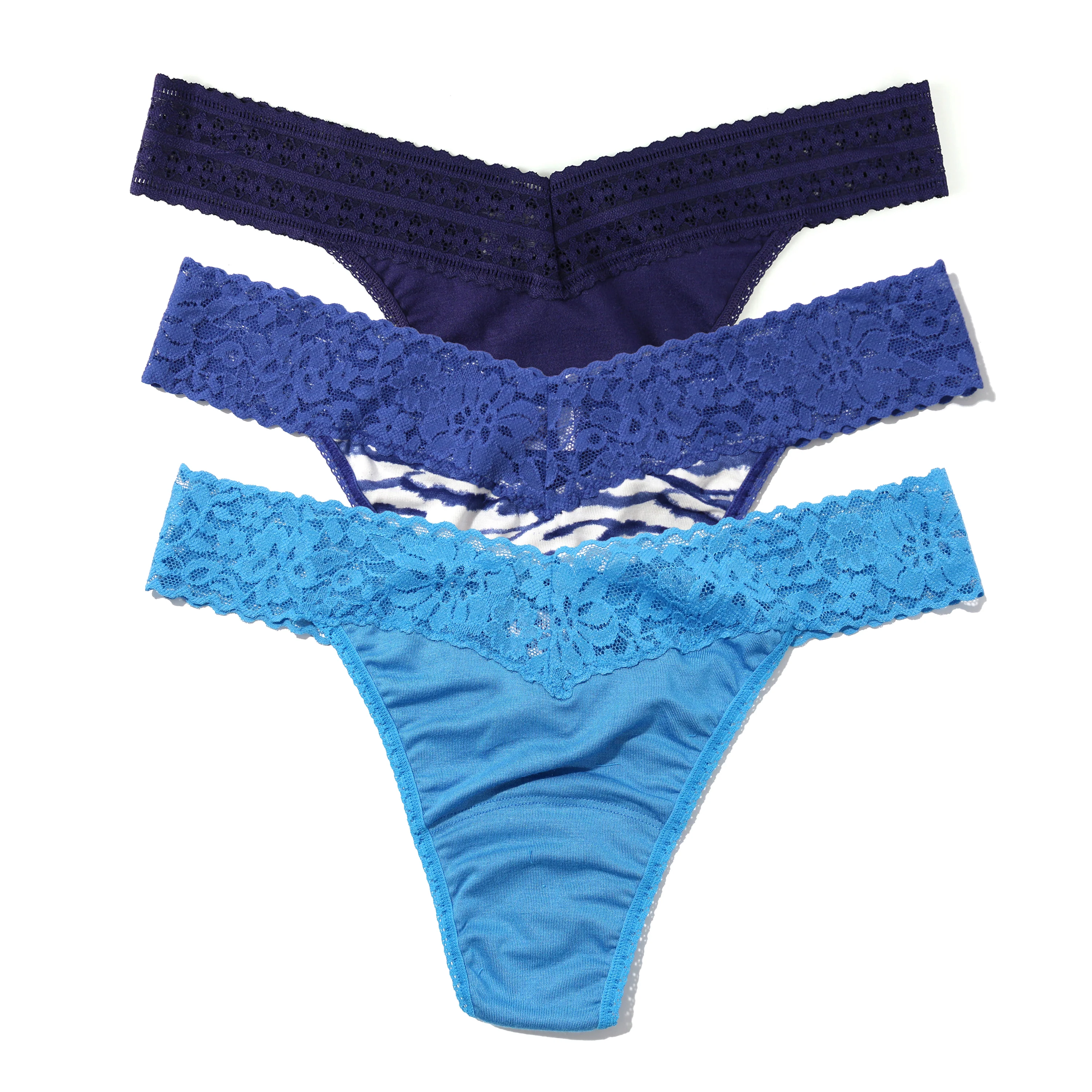 3-Pack Dream Original Rise Thong | Indigo/Inked/Laguna Blue