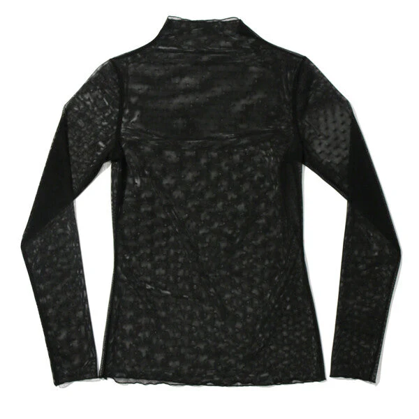 Dotted Tulle Mockneck Top | Black - Image 2