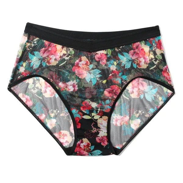 Mesh High Cut French Brief | Botanic Romantic (Black)