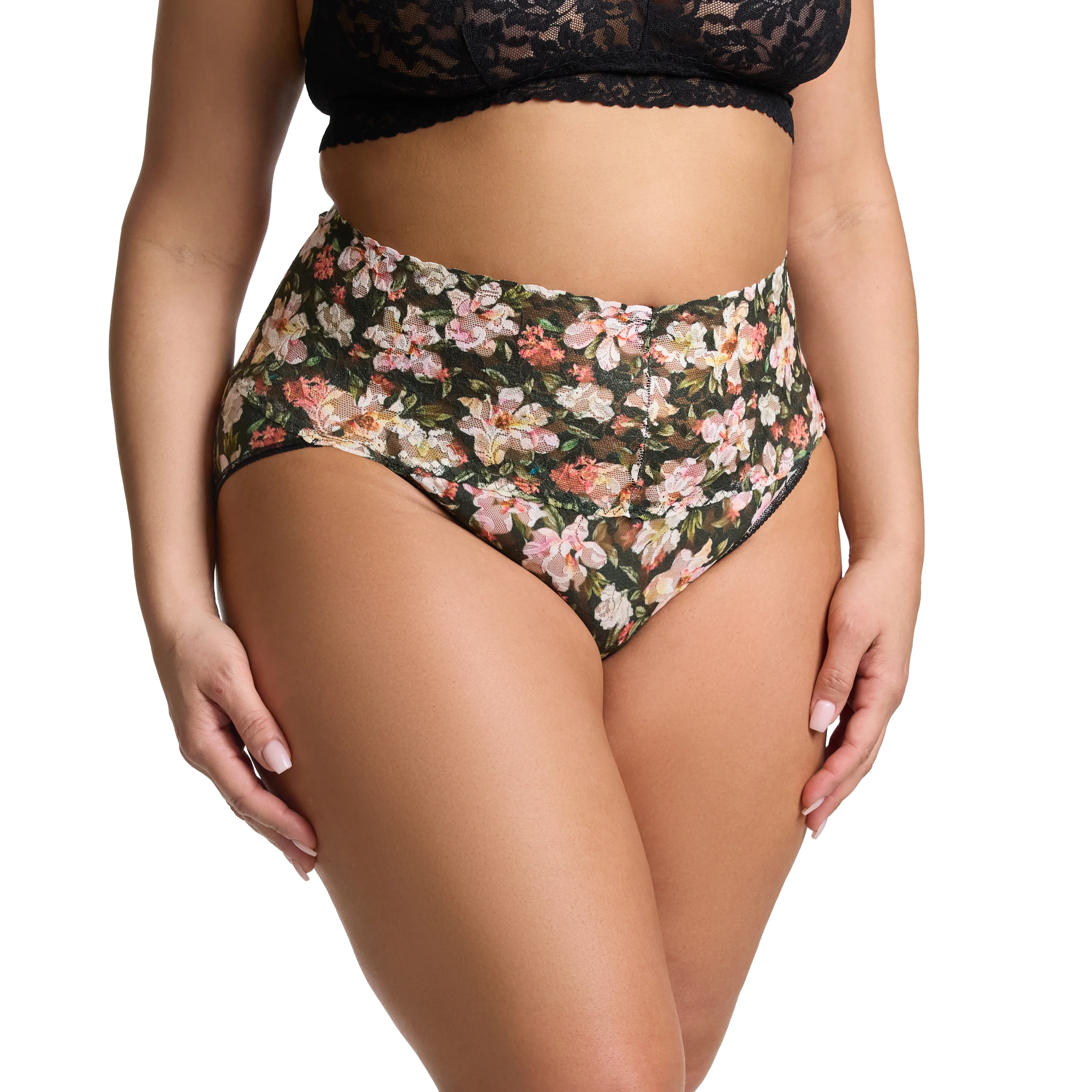 Plus Size Retro Vkini | Dark Room Blooms (Black) - Image 2
