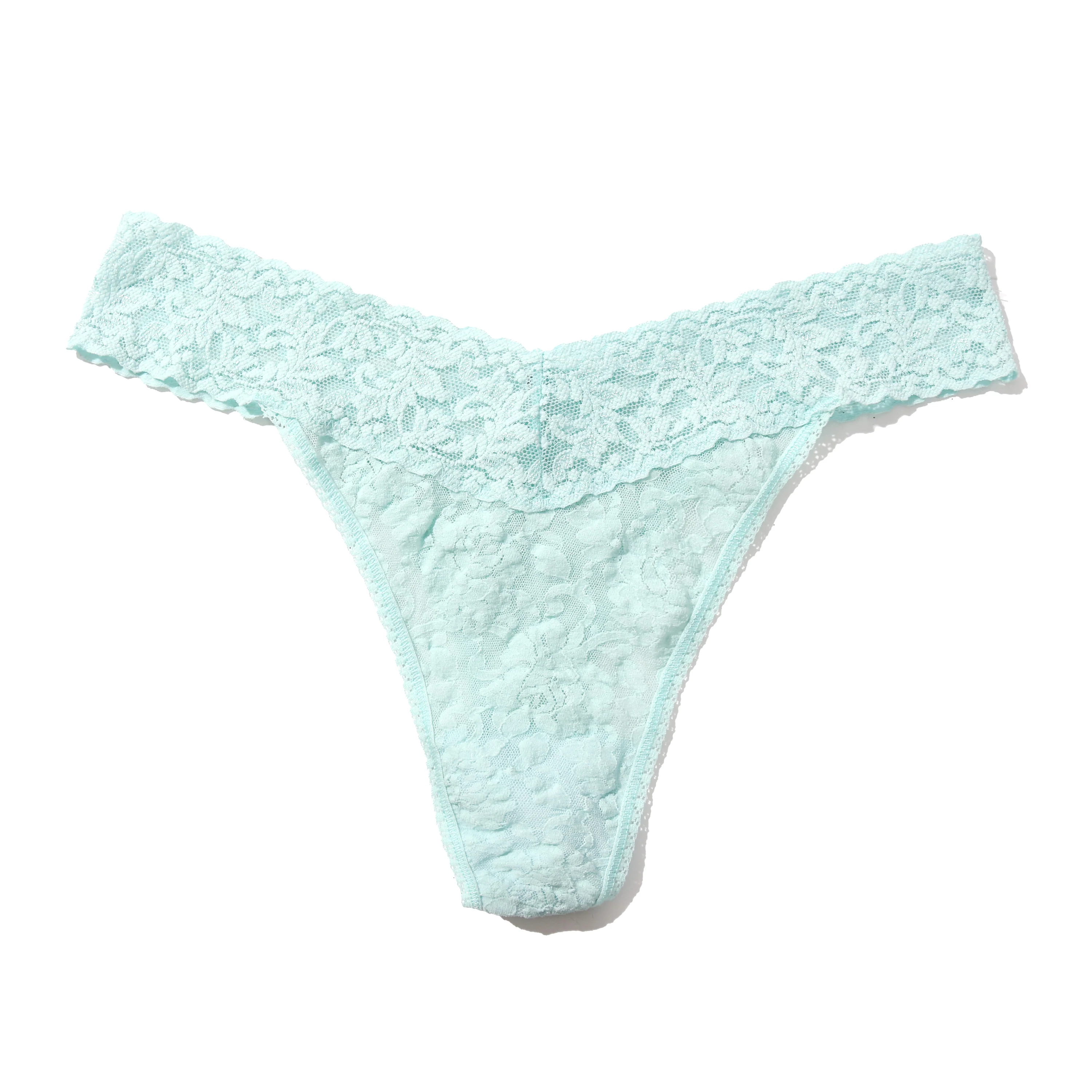 Plus Size Signature Lace Original Rise Thong | Crystal Blue