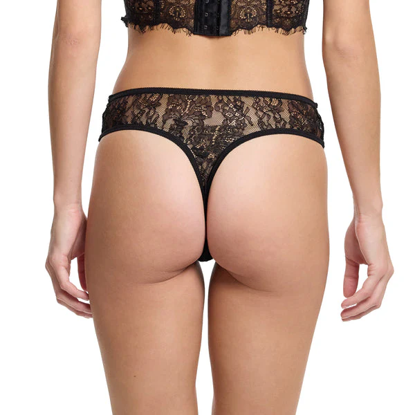 Sheer Seduction Natural Rise Thong | Black - Image 3