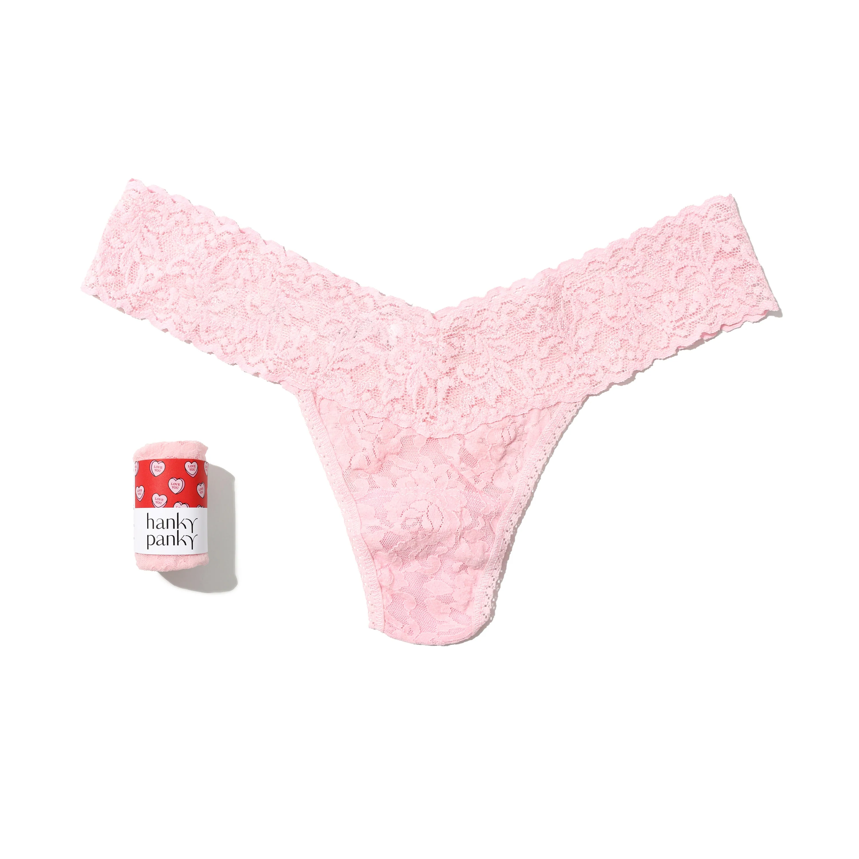 Signature Lace Low Rise Thong | Bliss Pink
