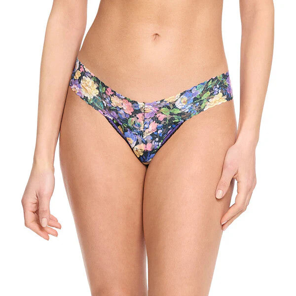Signature Lace Low Rise Thong | Dream Garden (Black) - Image 2