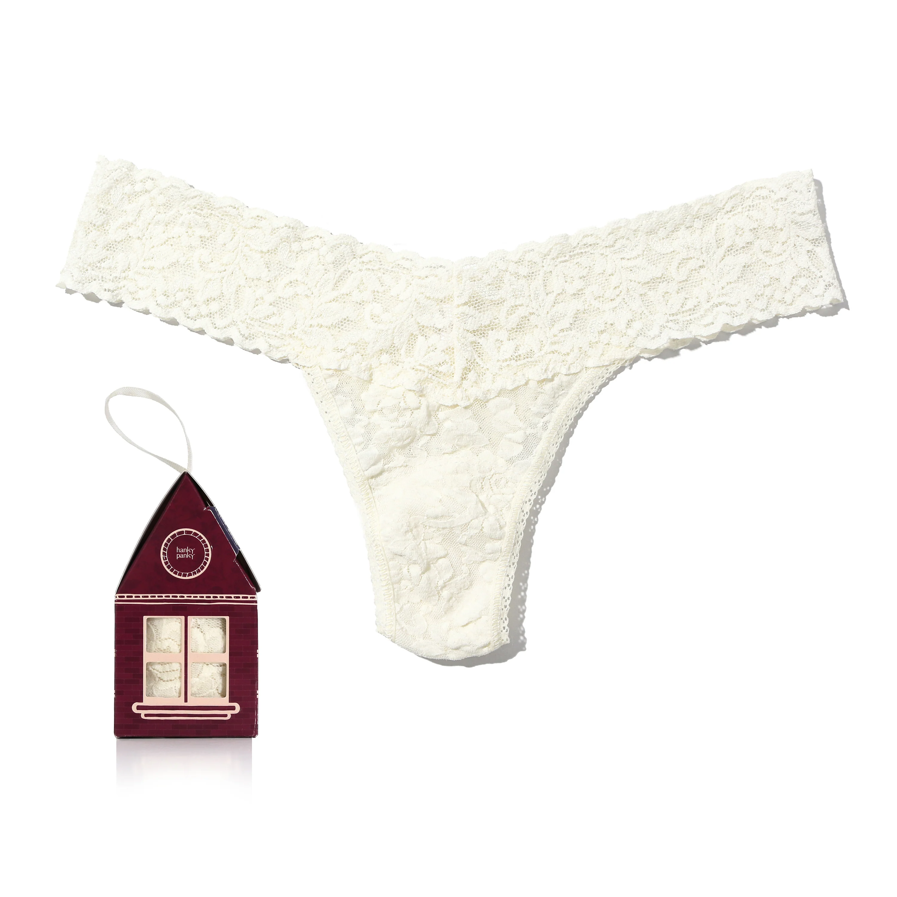Signature Lace Low Rise Thong Gingerbread House | Marshmallow