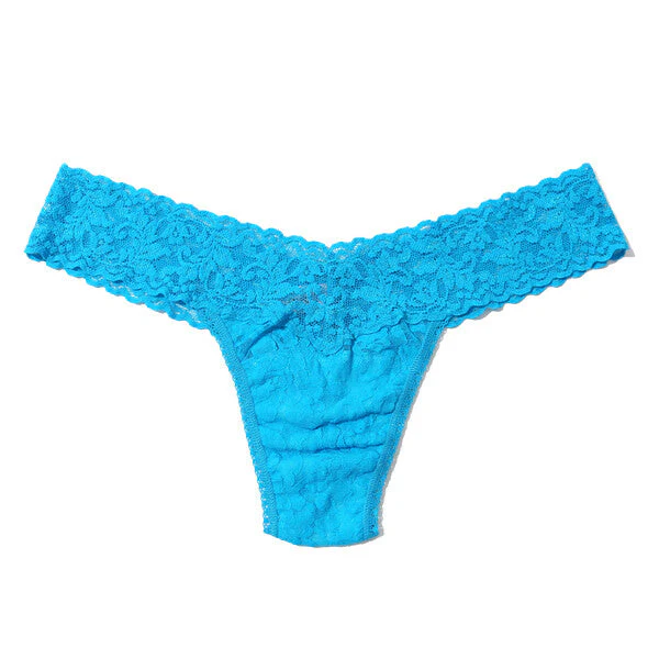 Signature Lace Low Rise Thong | Ocean Eyes Blue