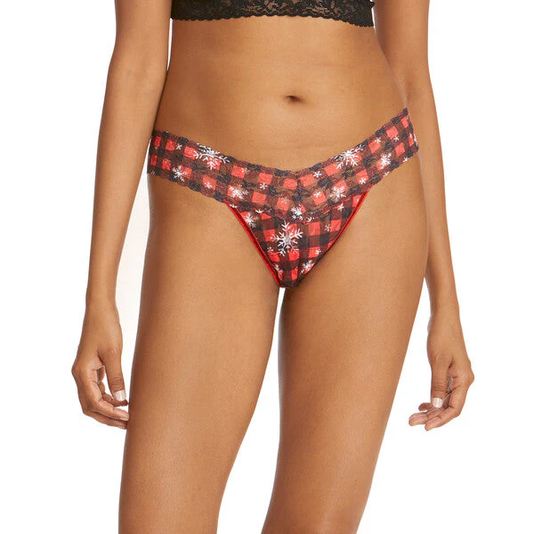Signature Lace Low Rise Thong | Red Multi - Image 2