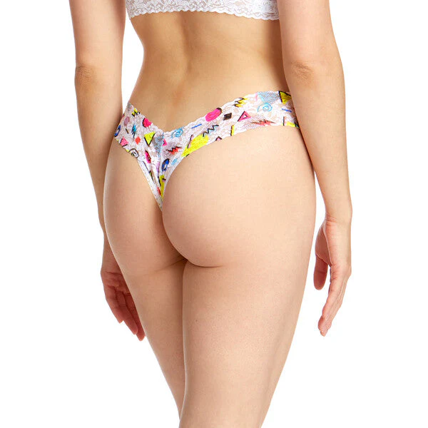 Signature Lace Low Rise Thong | White x Multi (V2) - Image 3