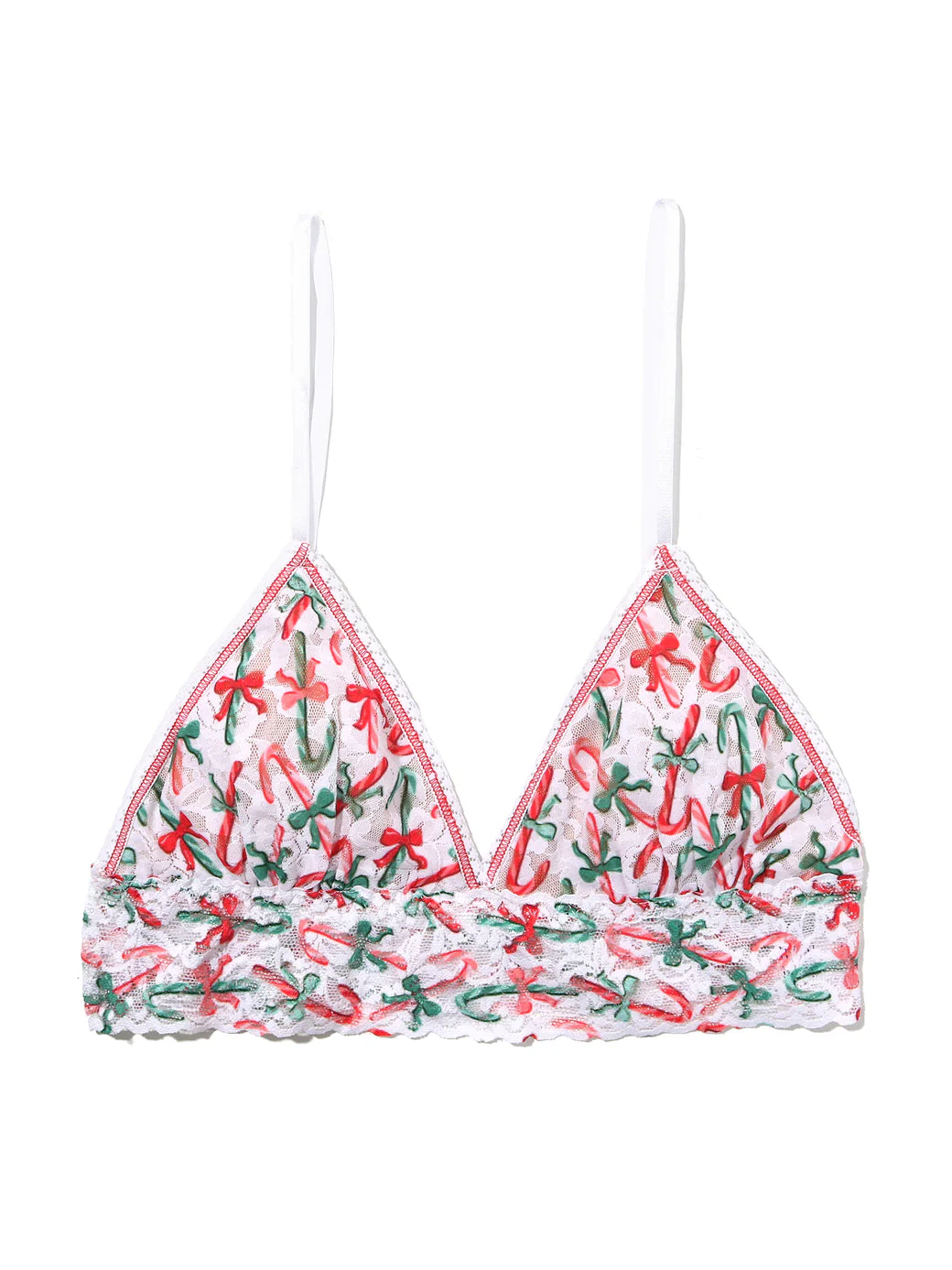 Signature Lace Padded Bralette | Candy Cane Delight (White) - Image 2
