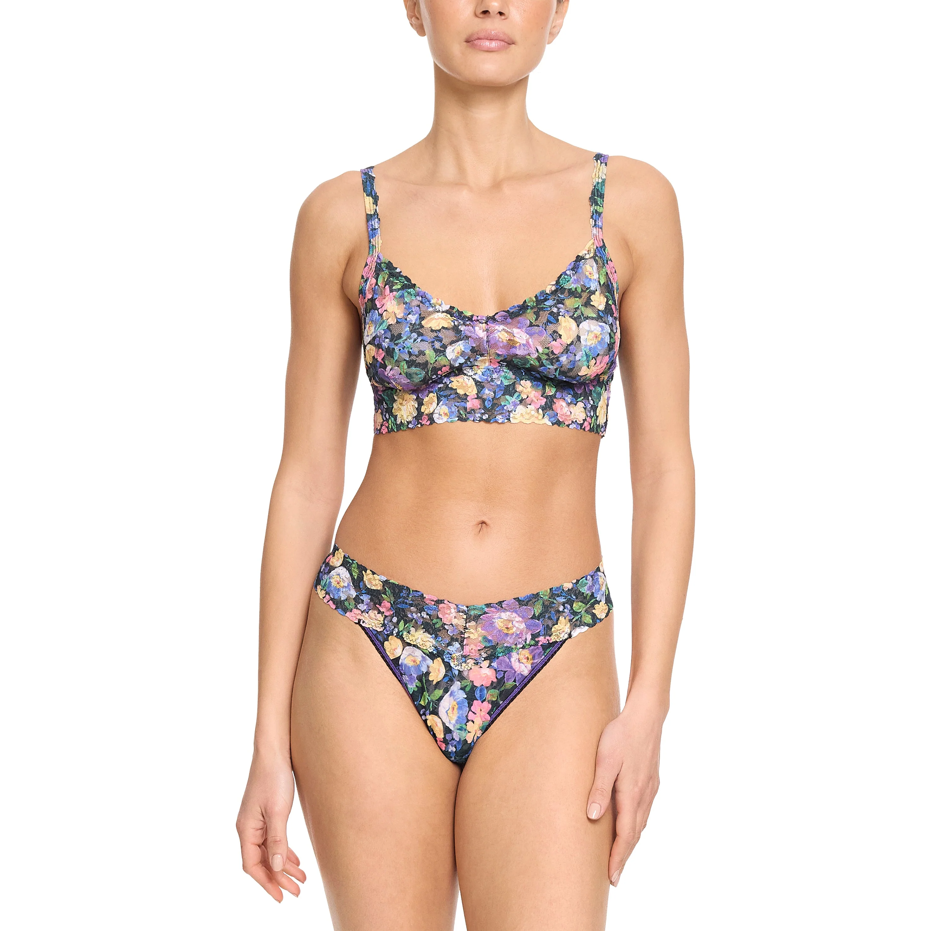 Vneck Retro Bralette | Dream Garden (Black) - Image 2